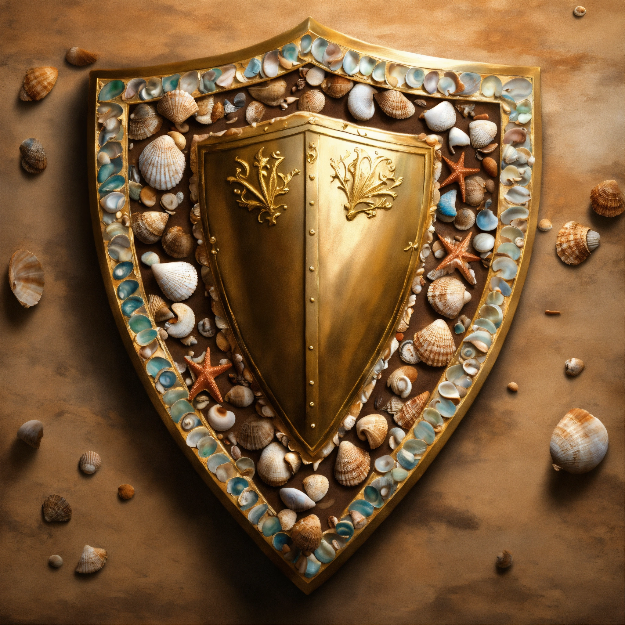 Lexica - Concept art of a shield made out of seashells, painting style ...