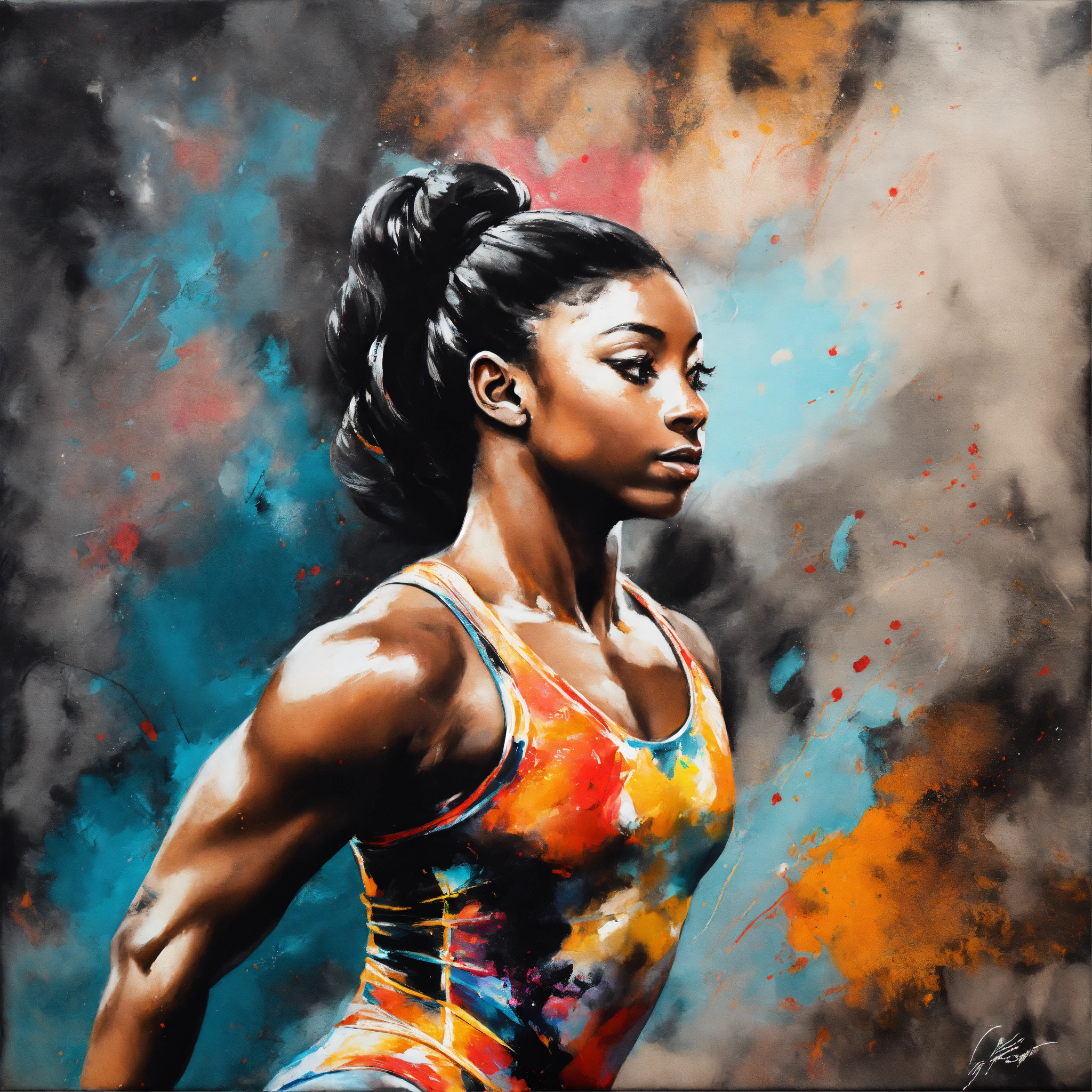 Lexica - Simone Biles Gymnast on charcoal, abstract marble modern ...