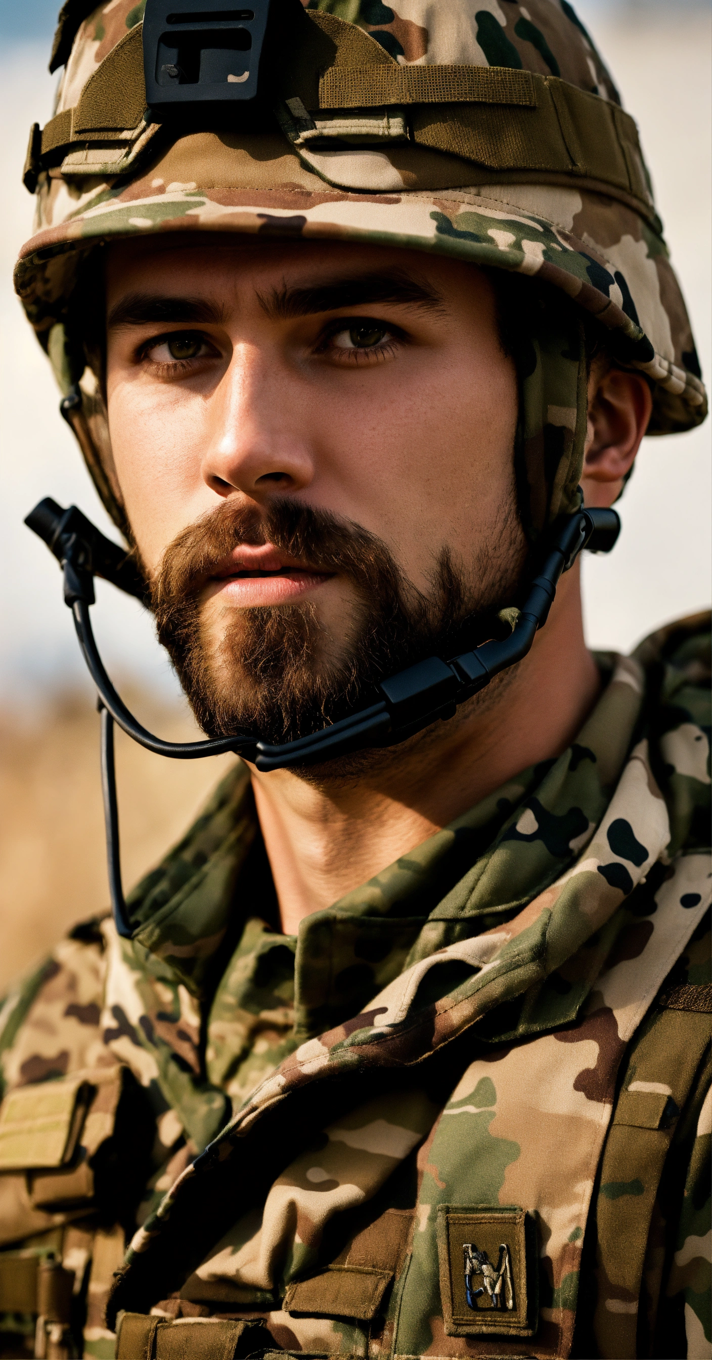 Lexica - Loneley soldier, millitary camo outfit, uncovered face, white ...