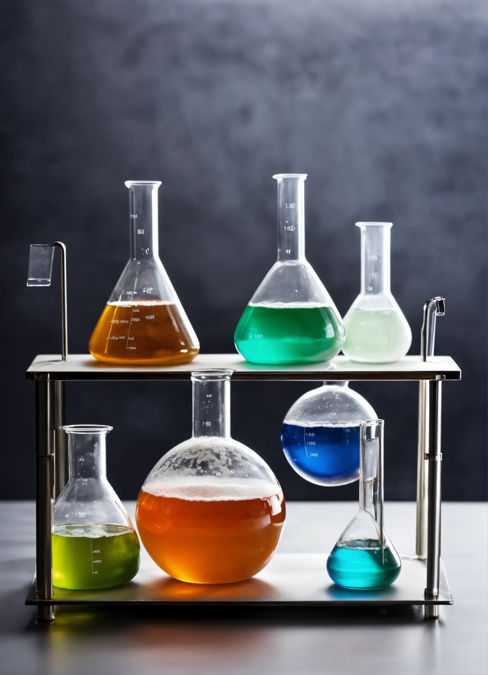 Lexica - Different chemicals with powders in dishes and liquids in ...