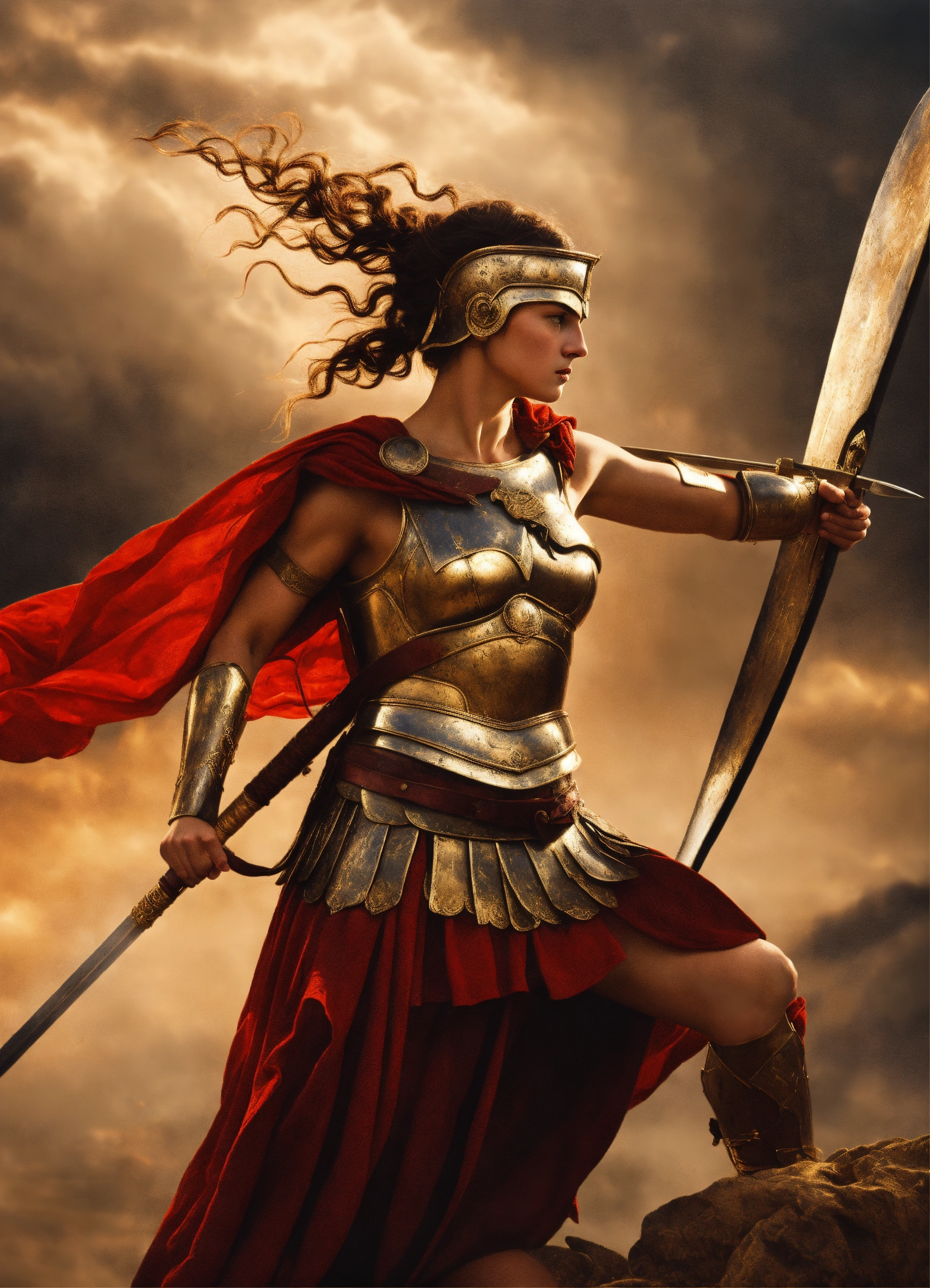 Lexica - Ancient Greek warrior woman in battle, depicted in the style ...