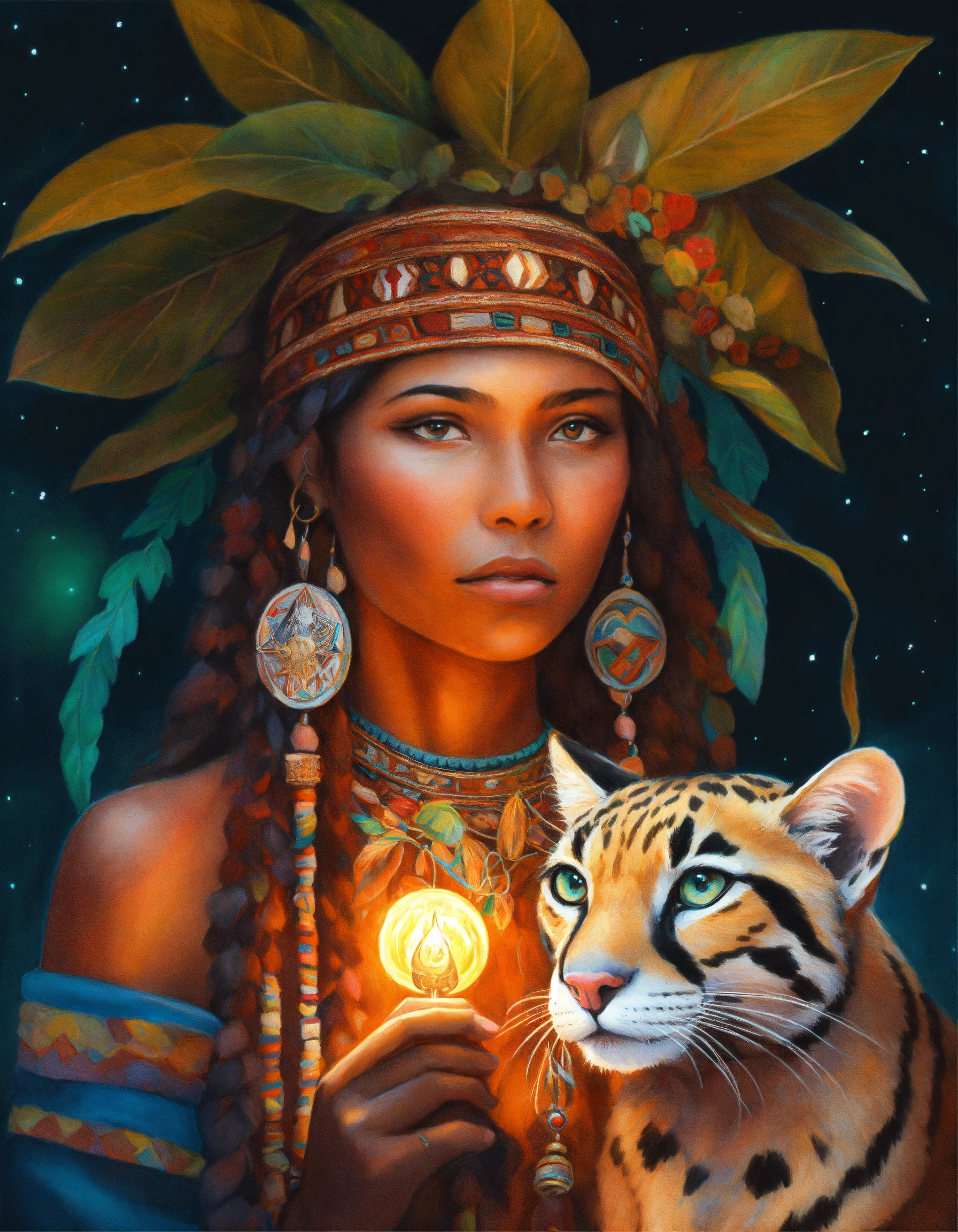 Lexica - Colored pencil illustration portrait of an indigenous shaman