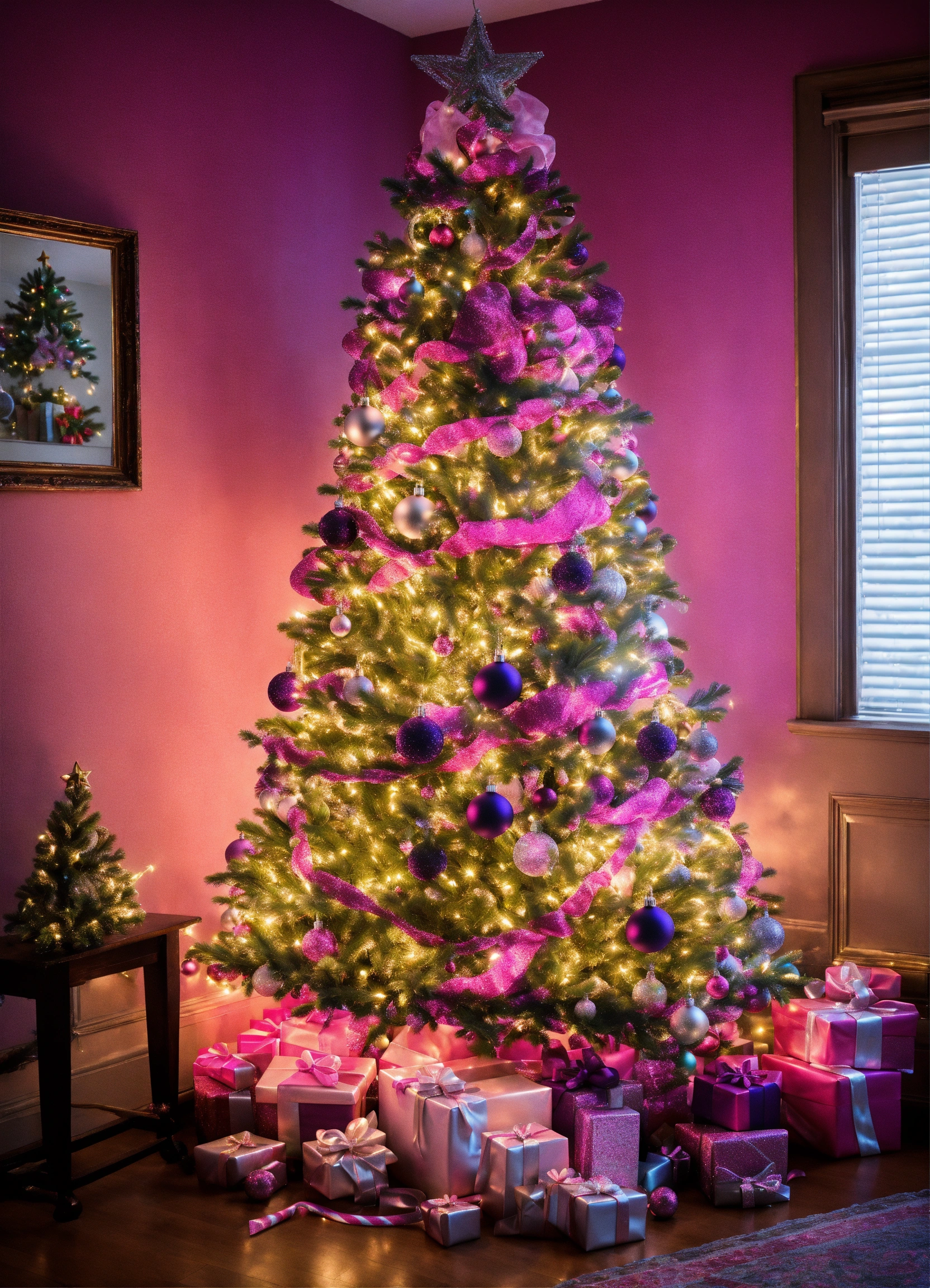 Lexica - Pink and purple christmas tree silver lights