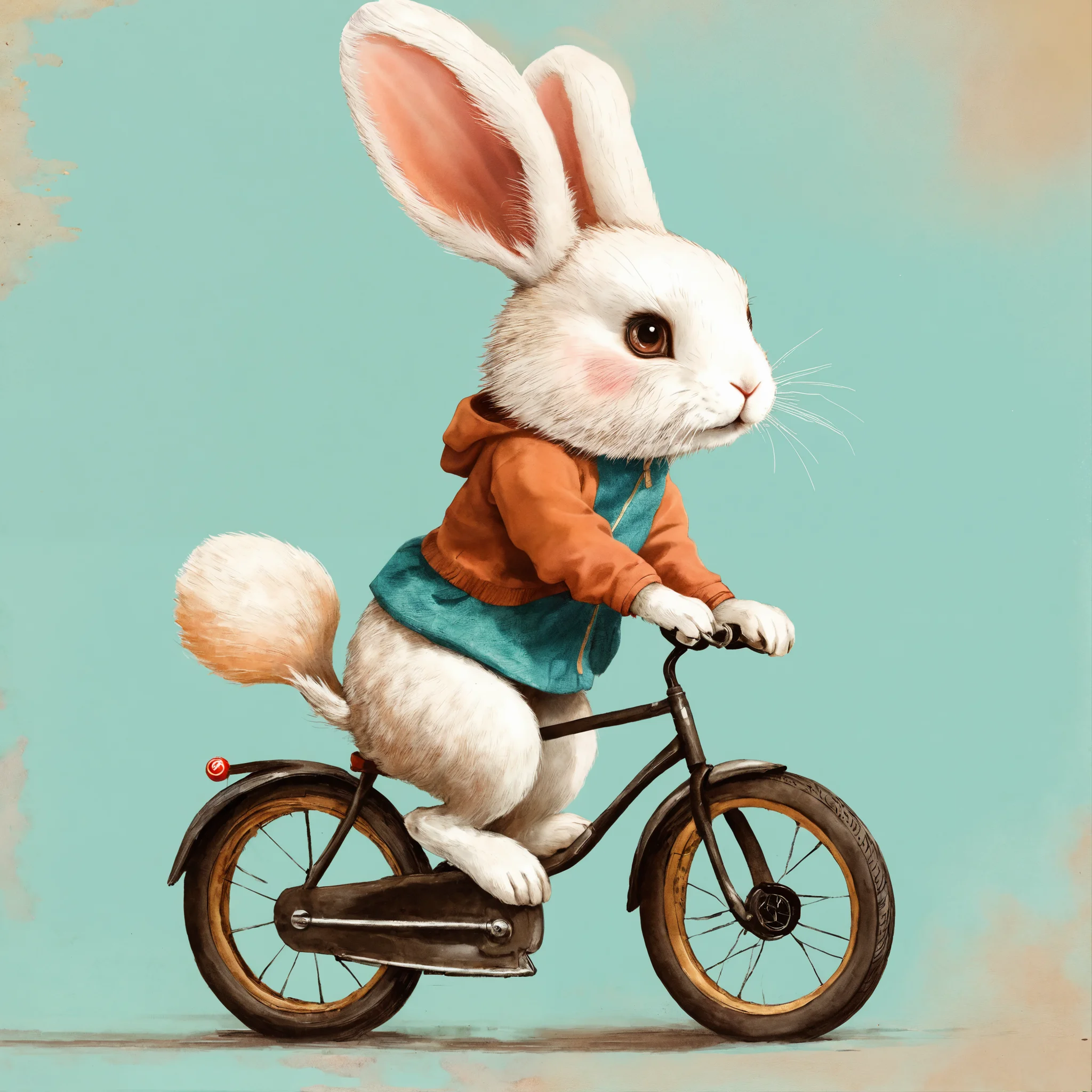 Lexica - A cute rabbit is ridding bike