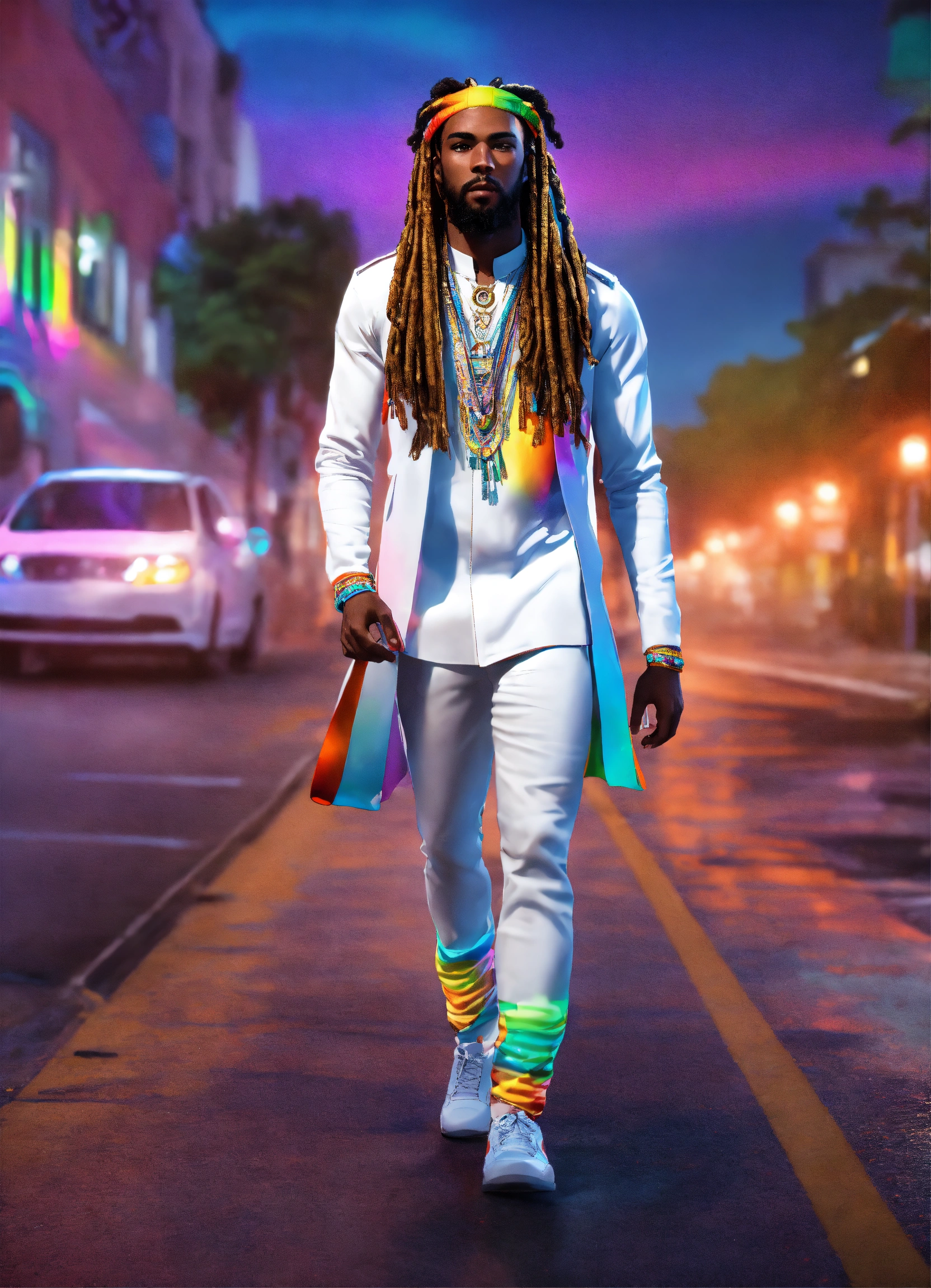 Lexica - Black man with long flowing dreadlocks, well-built, virile, 6 ...