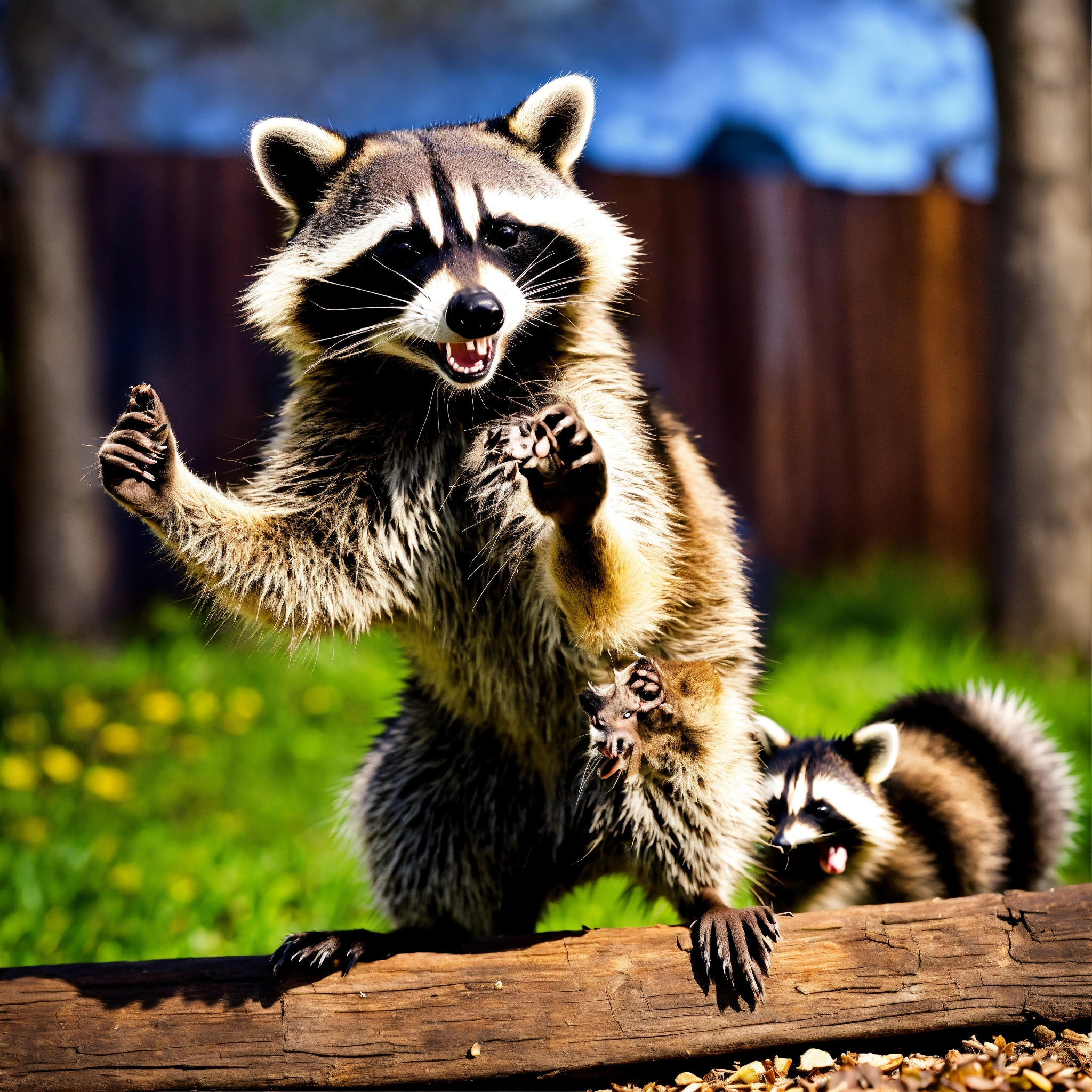 Lexica - Raccoons celebrating and having a good time with 5 finger hands