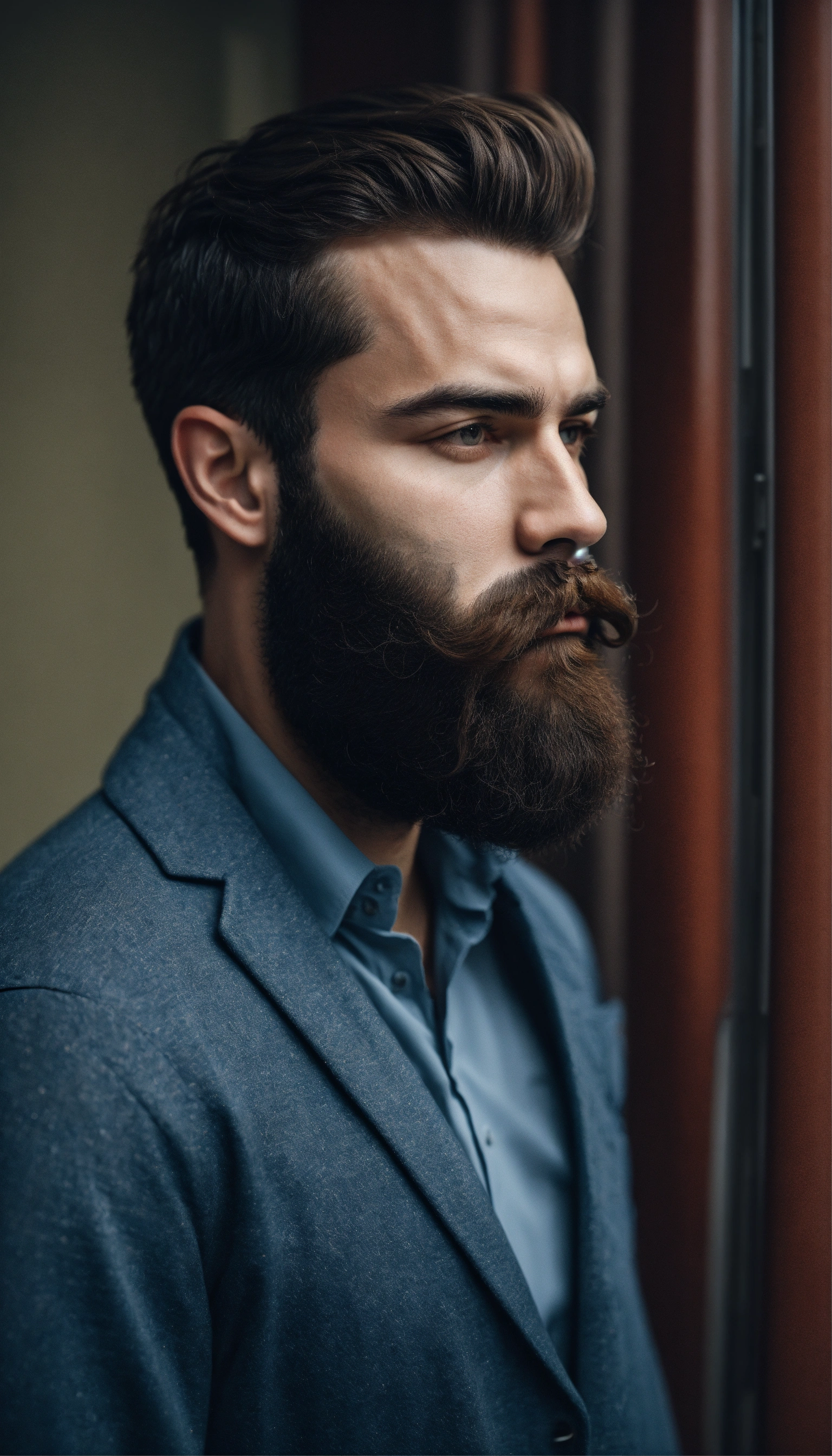 Lexica - Man with a classic full beard with a trimmer moustache