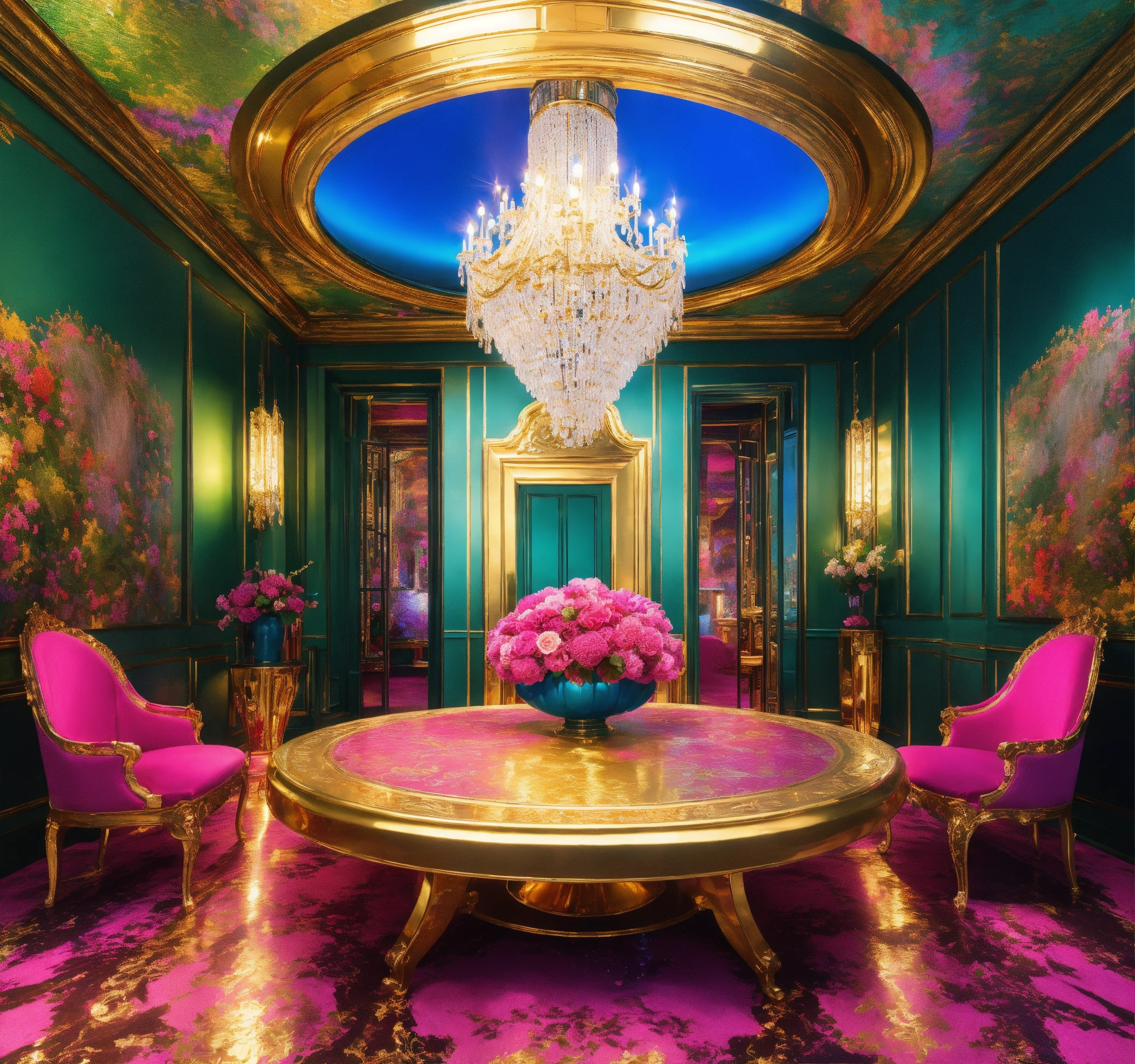 Lexica - Futuristic beautiful French mansion interior dining room ...