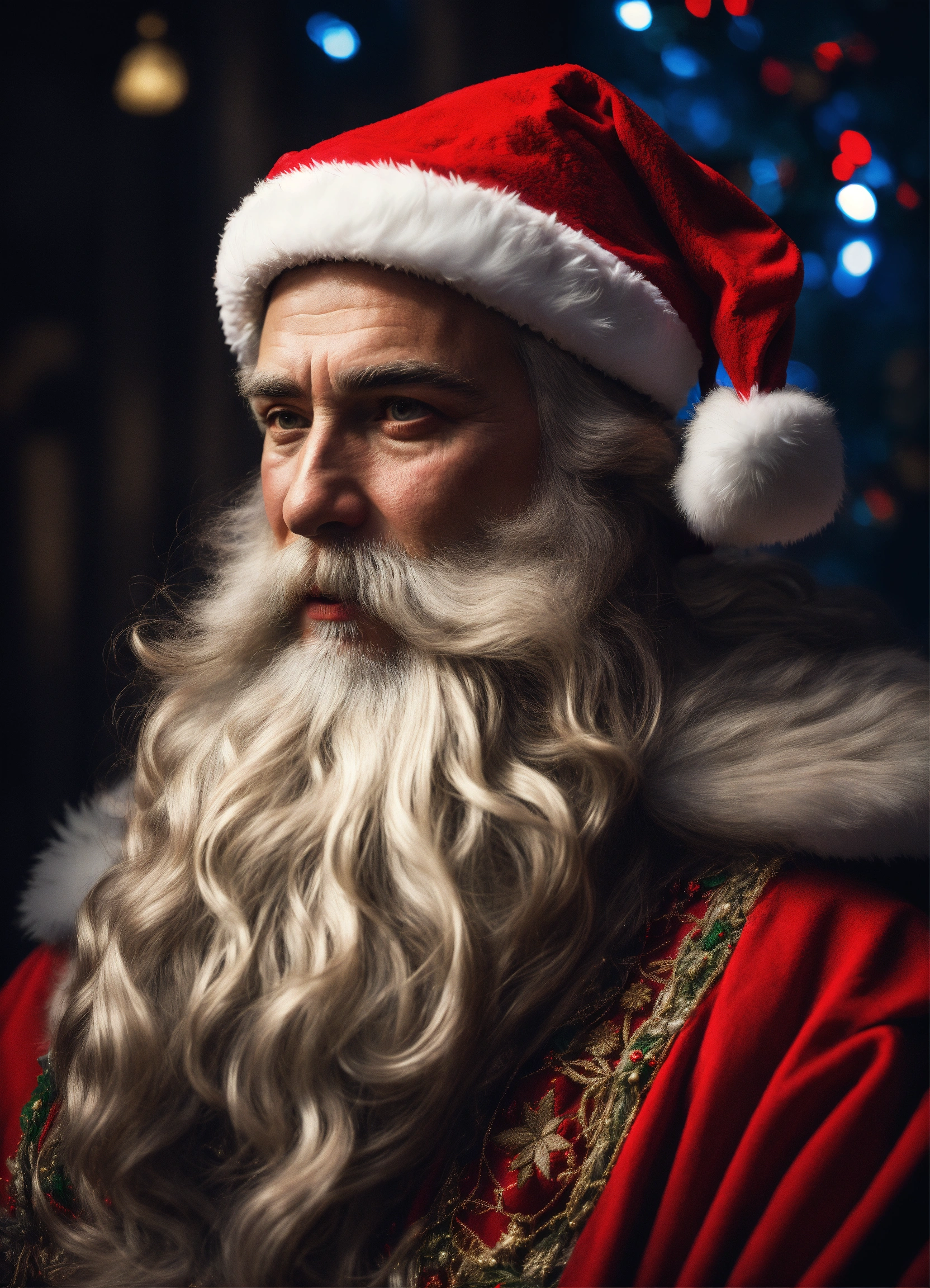 Lexica - Beautiful medieval Santa Claus sideview portrait, intricate ...