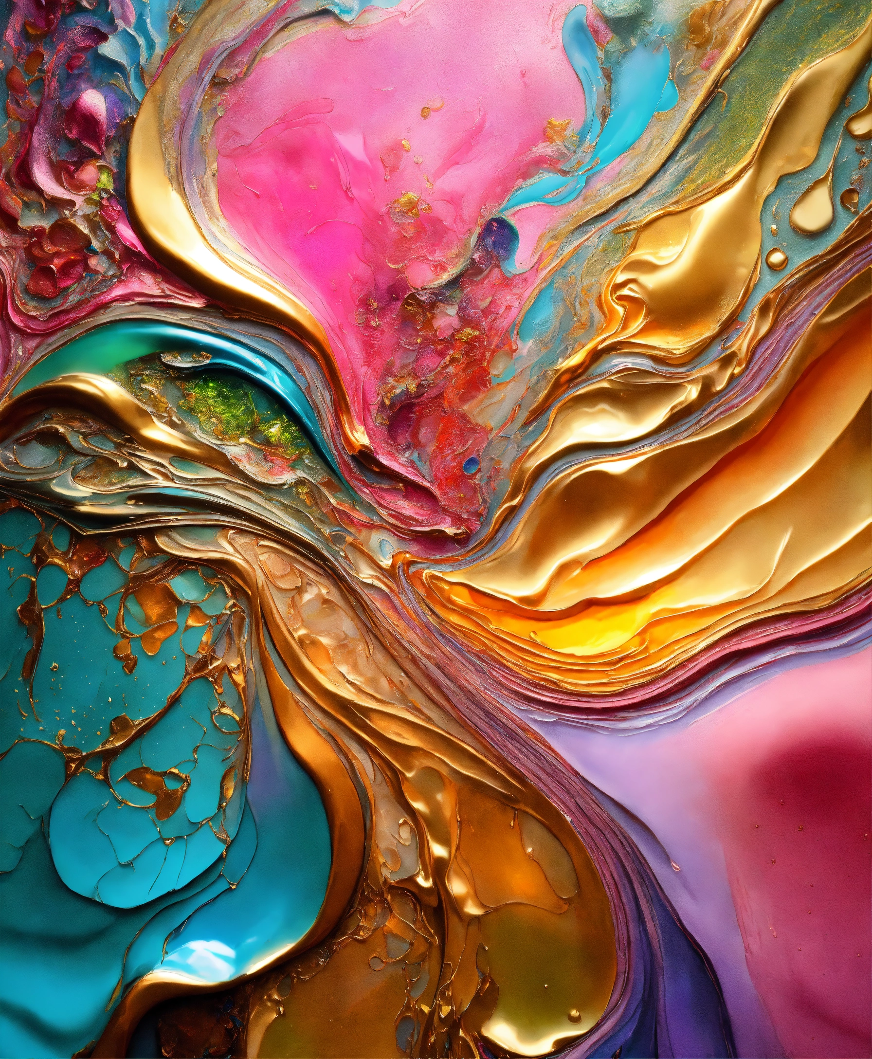 Lexica - Colorful abstract painting oil and water complex complicated ...