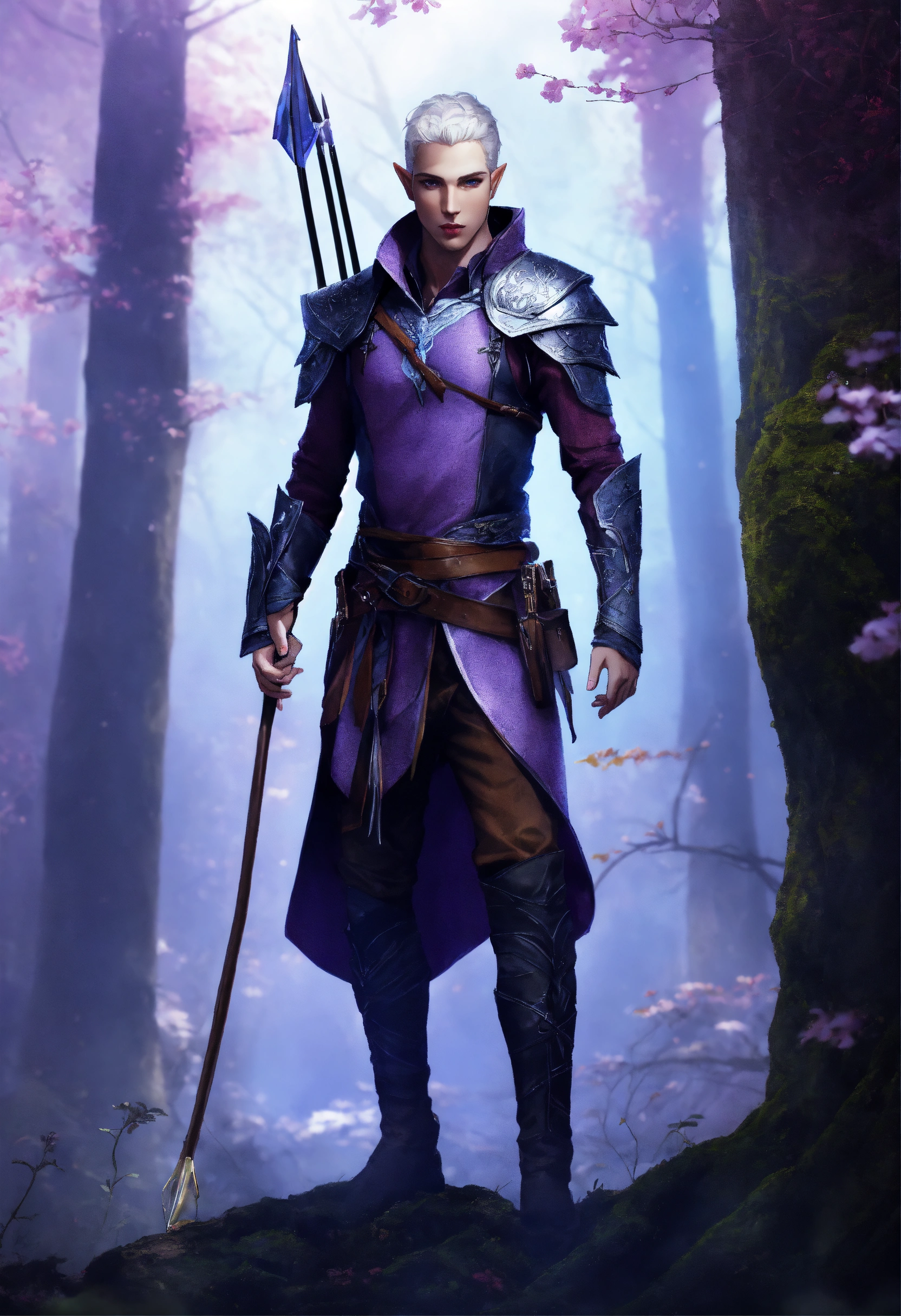 Lexica - Full length body portrait of elven male ranger in middle 30s ...