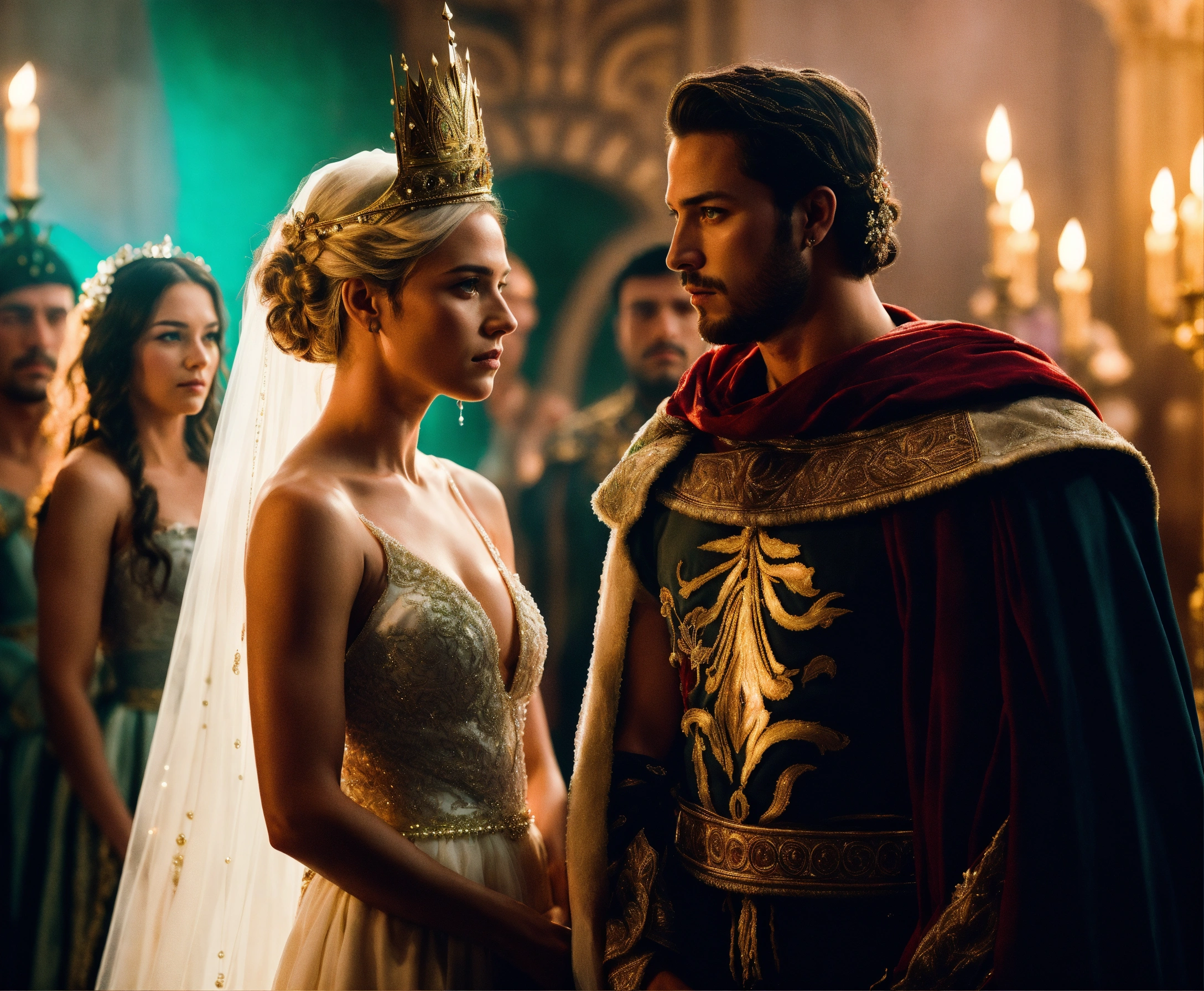 Lexica - A Latino spartan king and a blonde white queen stand in their ...