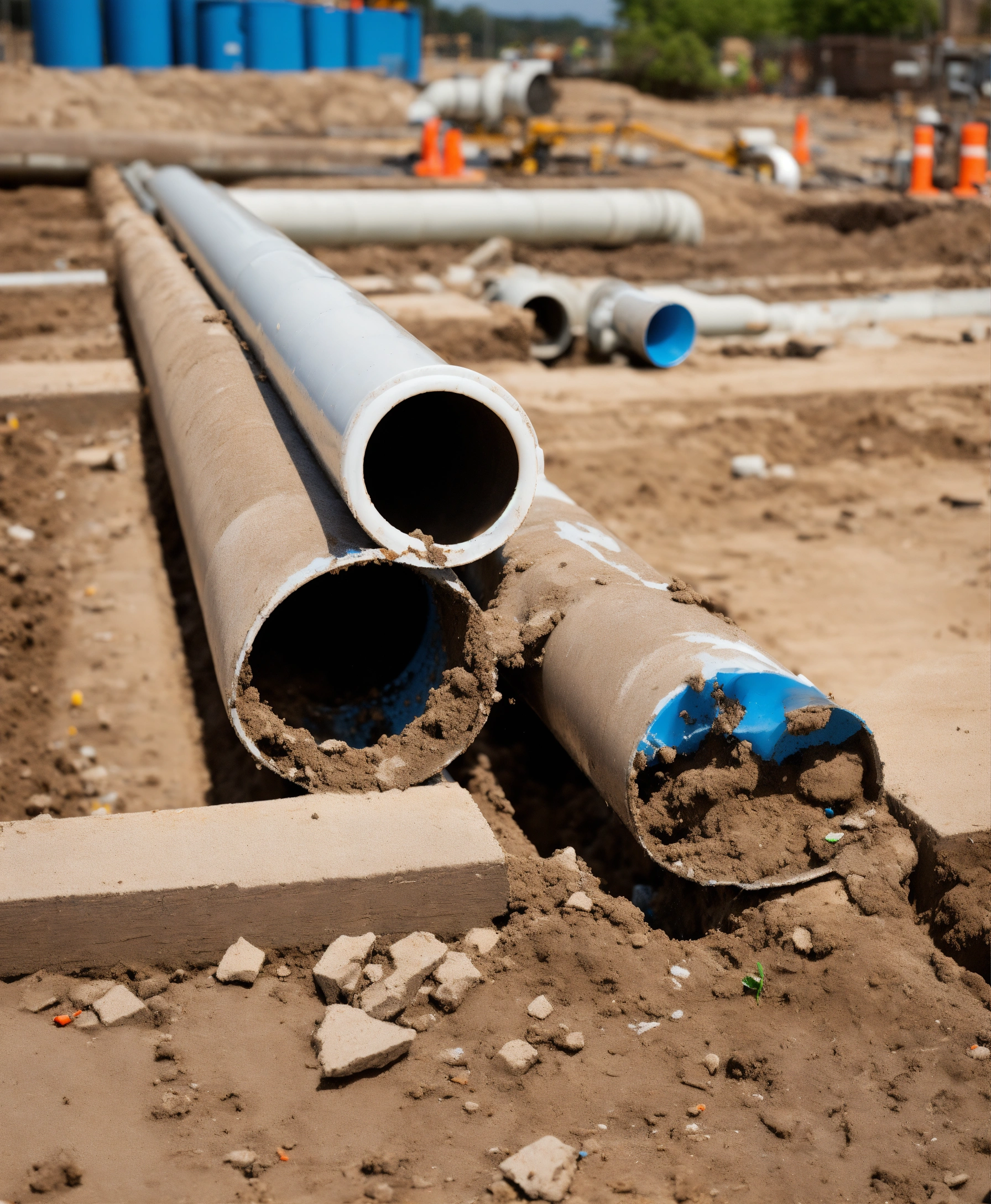 Lexica - Broken plastic pipe at a construction site in need of repair ...