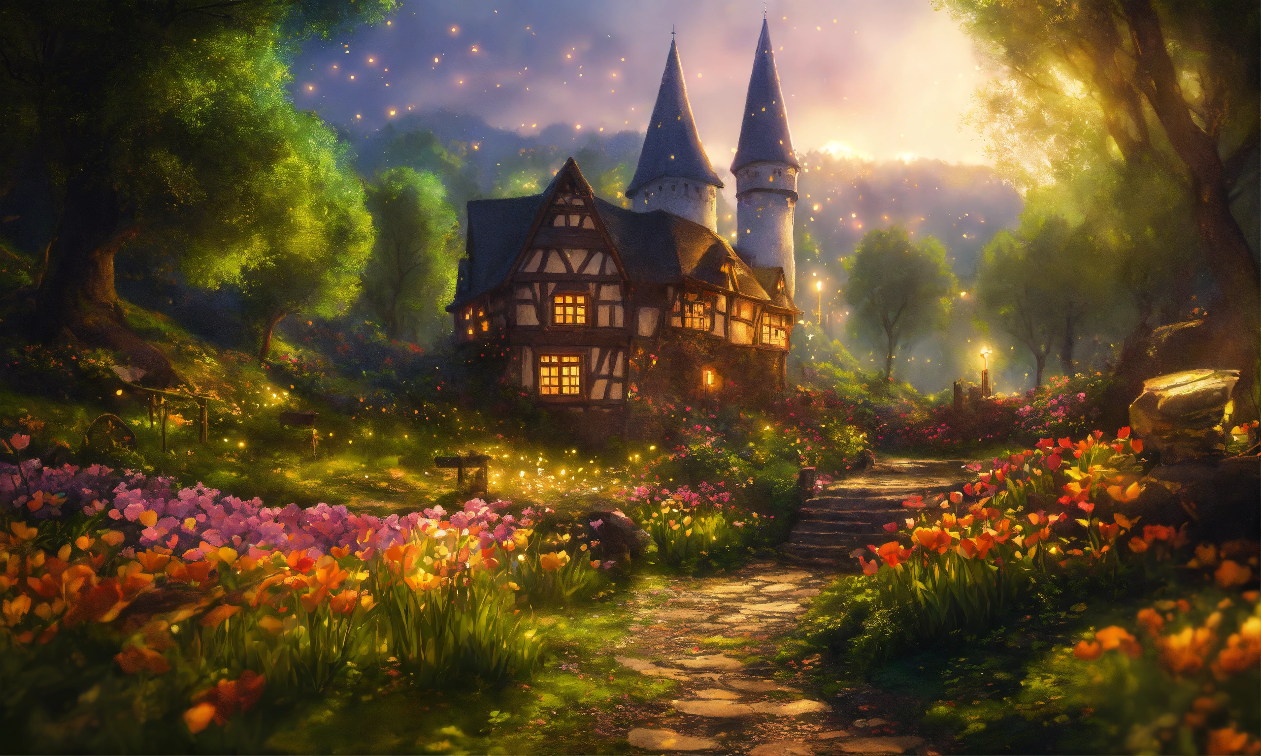 Lexica - Epic shot of ultra detailed fairytale medieval spring in a ...