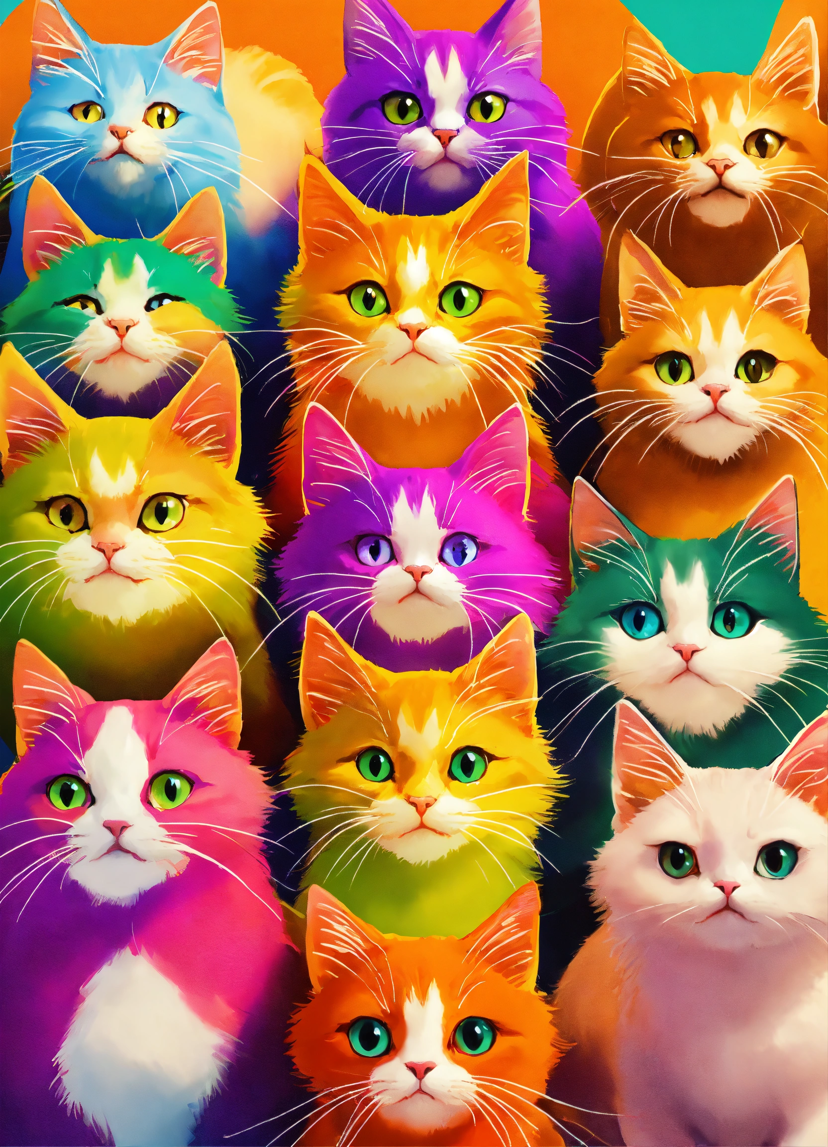 Lexica - Cute a lot Cats in a Variety of Colors, ultra-realistic ...