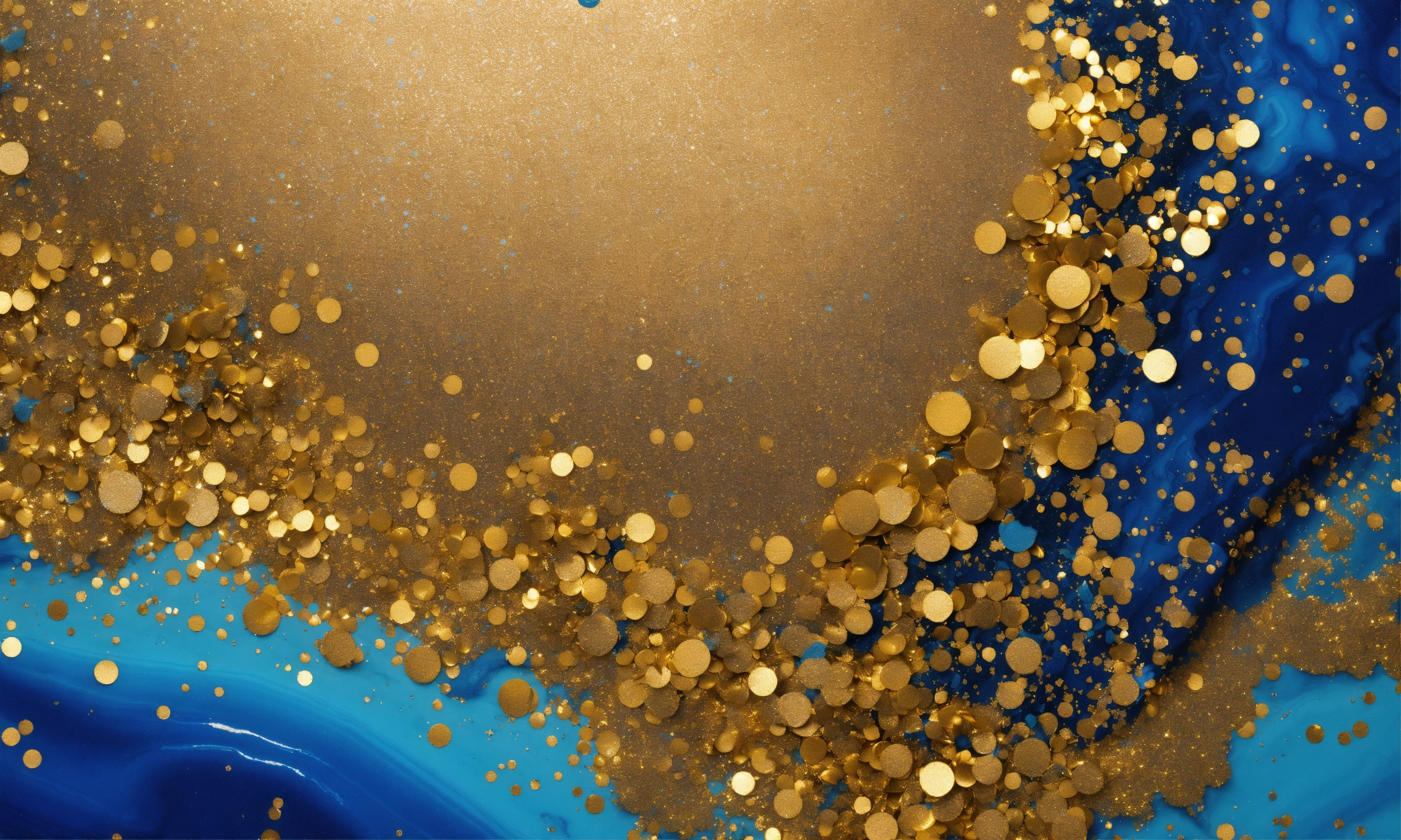 Lexica - Shades of hue of blue glitter and gold glitter harmonically ...