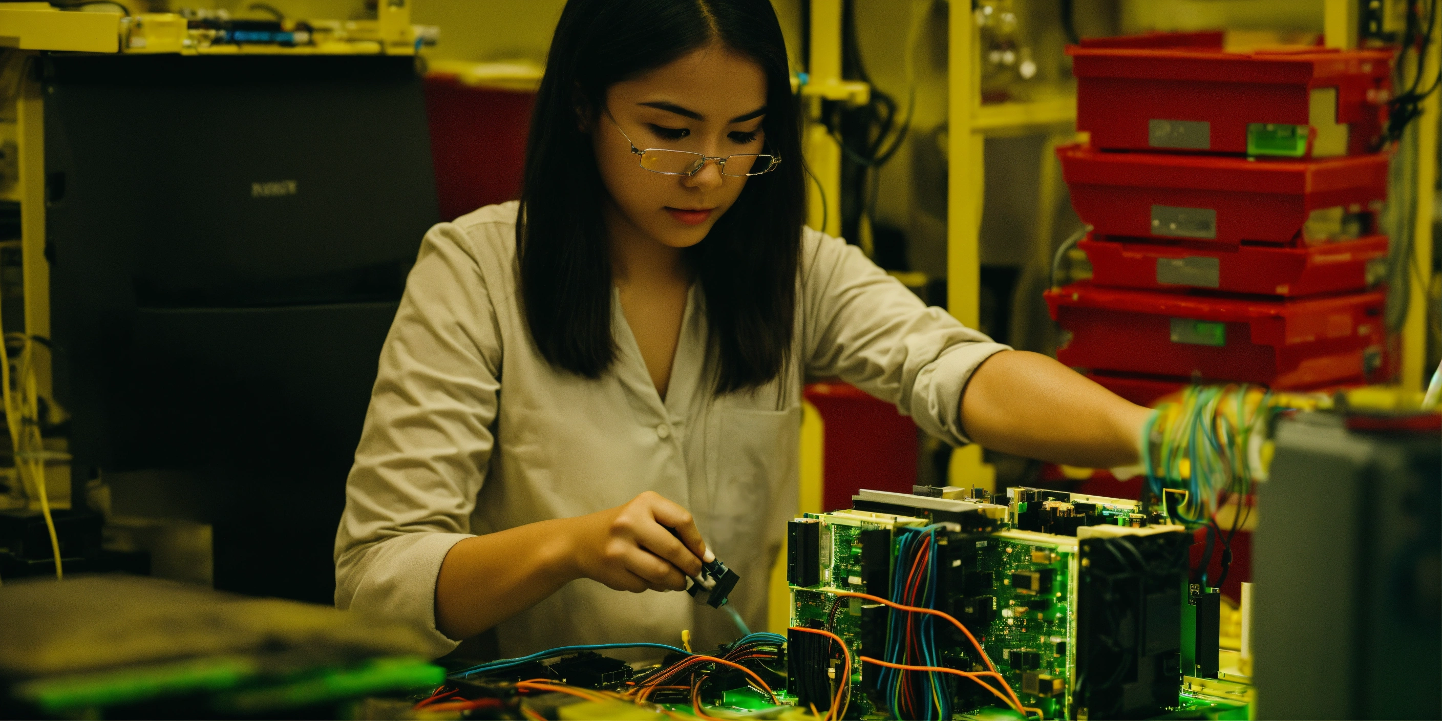 Lexica - An electronics engineer girl assembles a computer she was ...