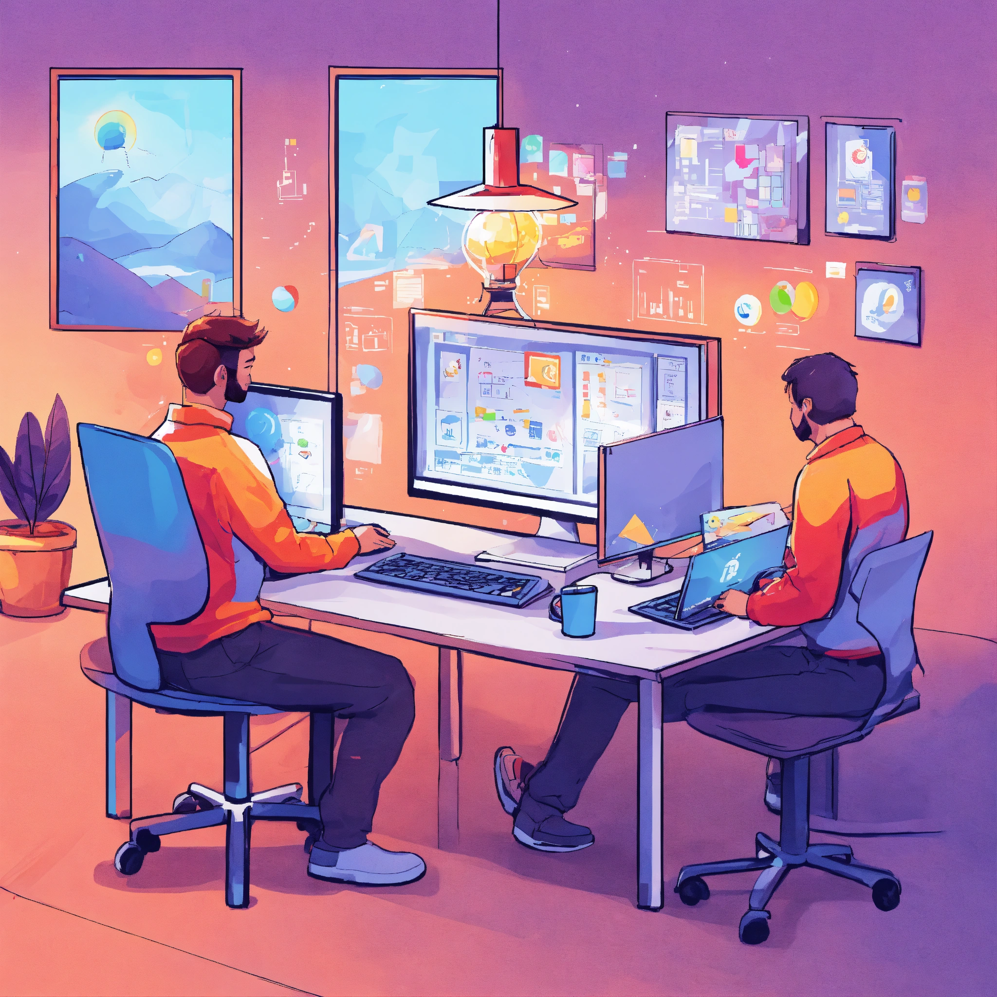 Lexica - Cute developers jointly creating a computer design at a ...