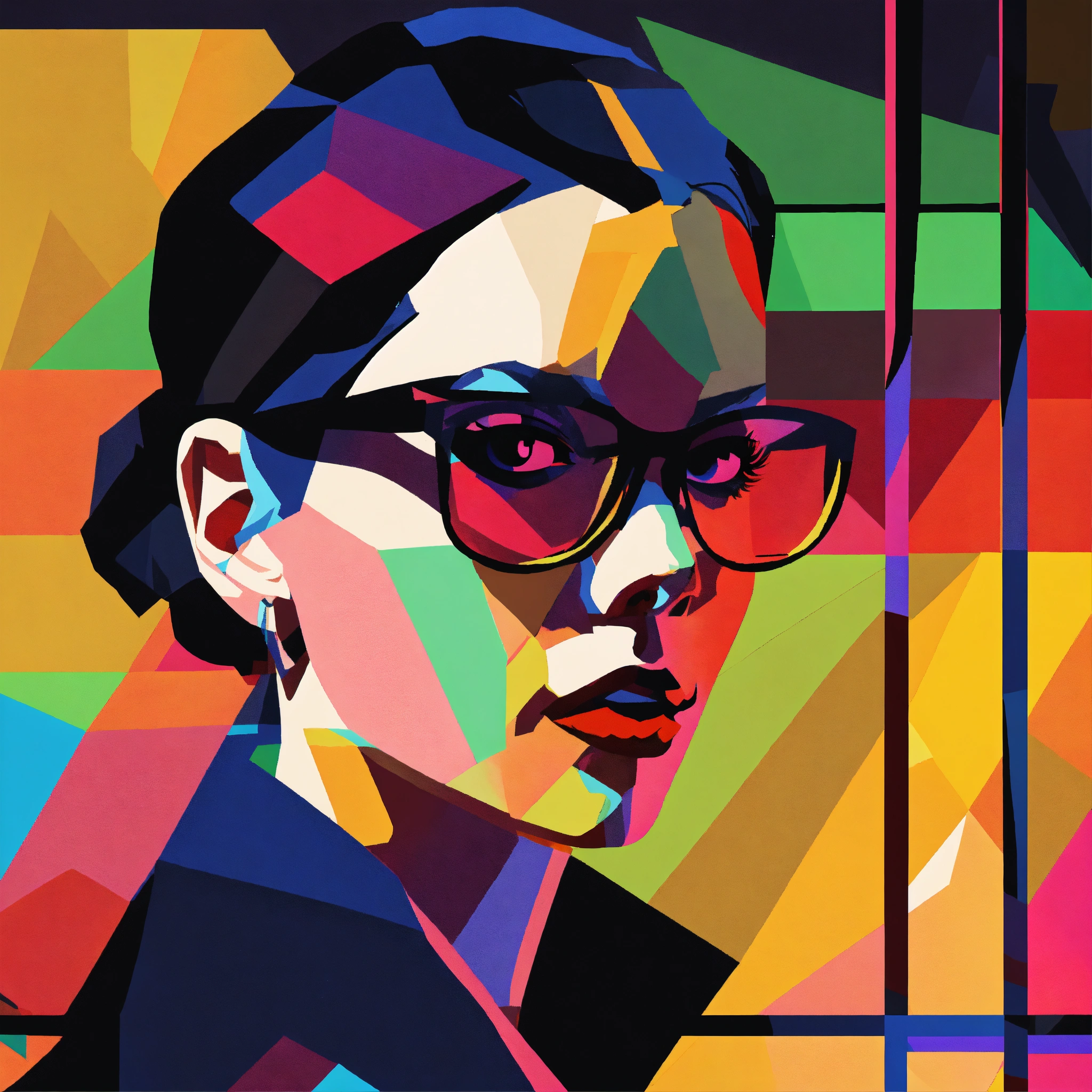 Lexica - Simplified abstract illustration of close up portrait of ...