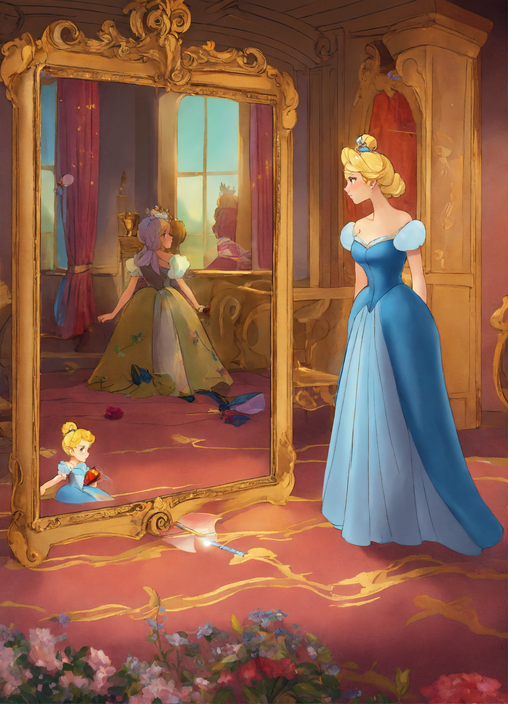 Lexica - Cinderella looked at her reflection in the mirror.