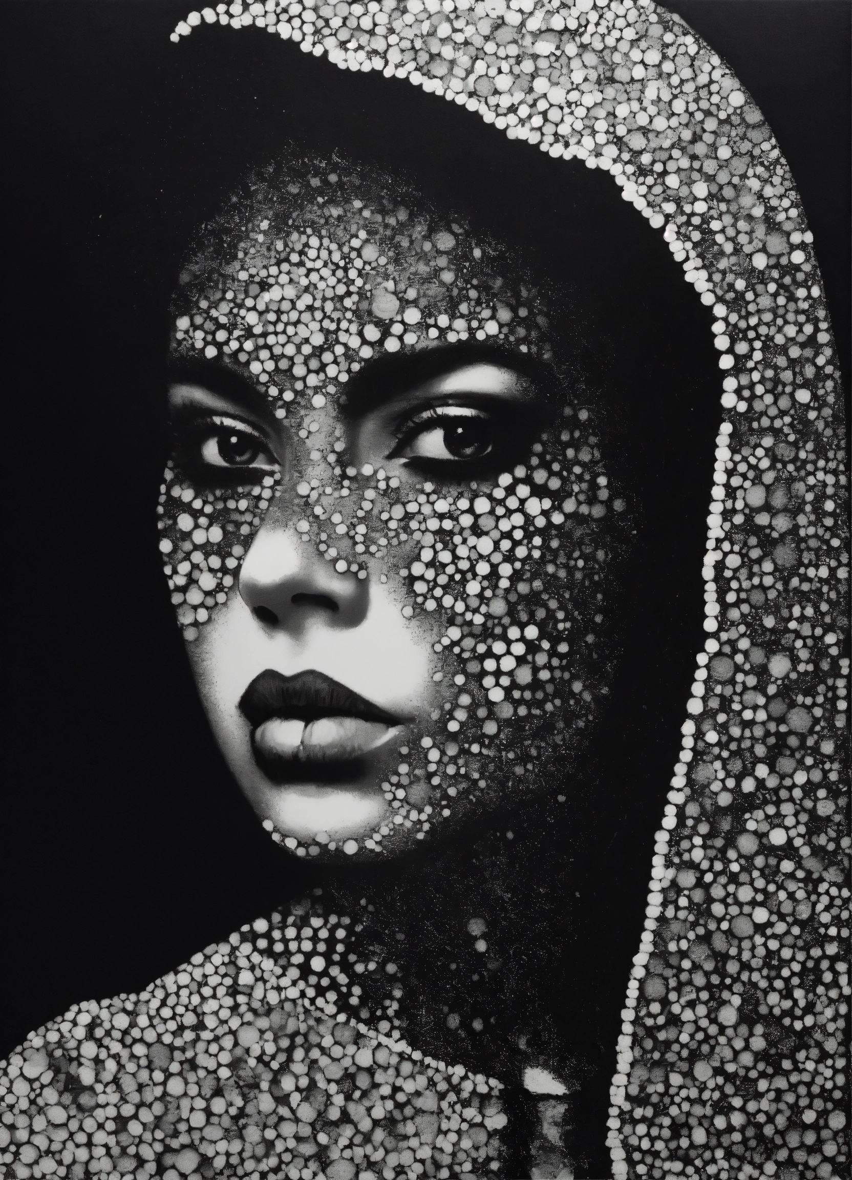 Lexica - Create a black and white poster with the fear, painted with ...