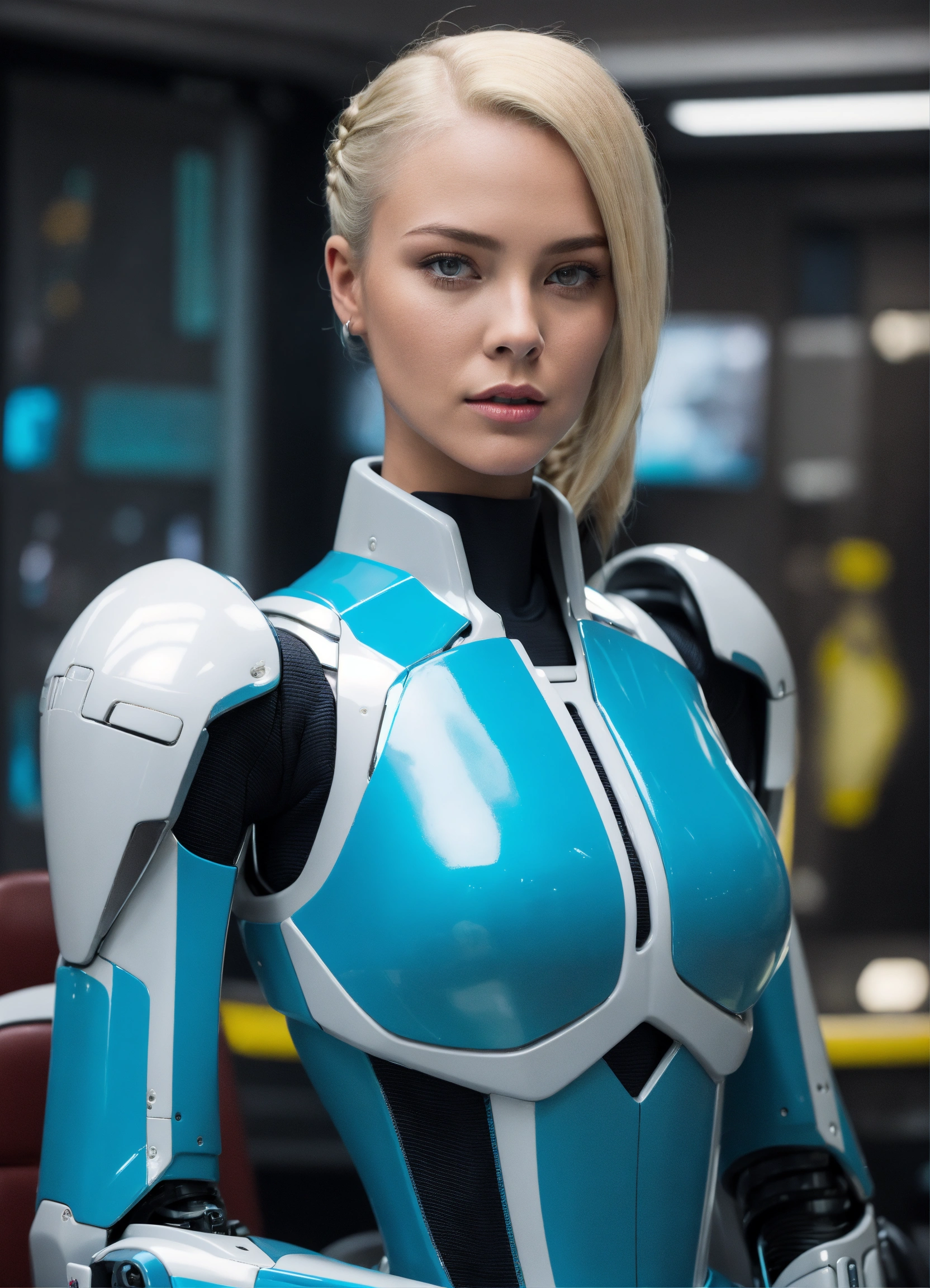 Lexica - A female robot assistant as it stands by the captain’s chair ...