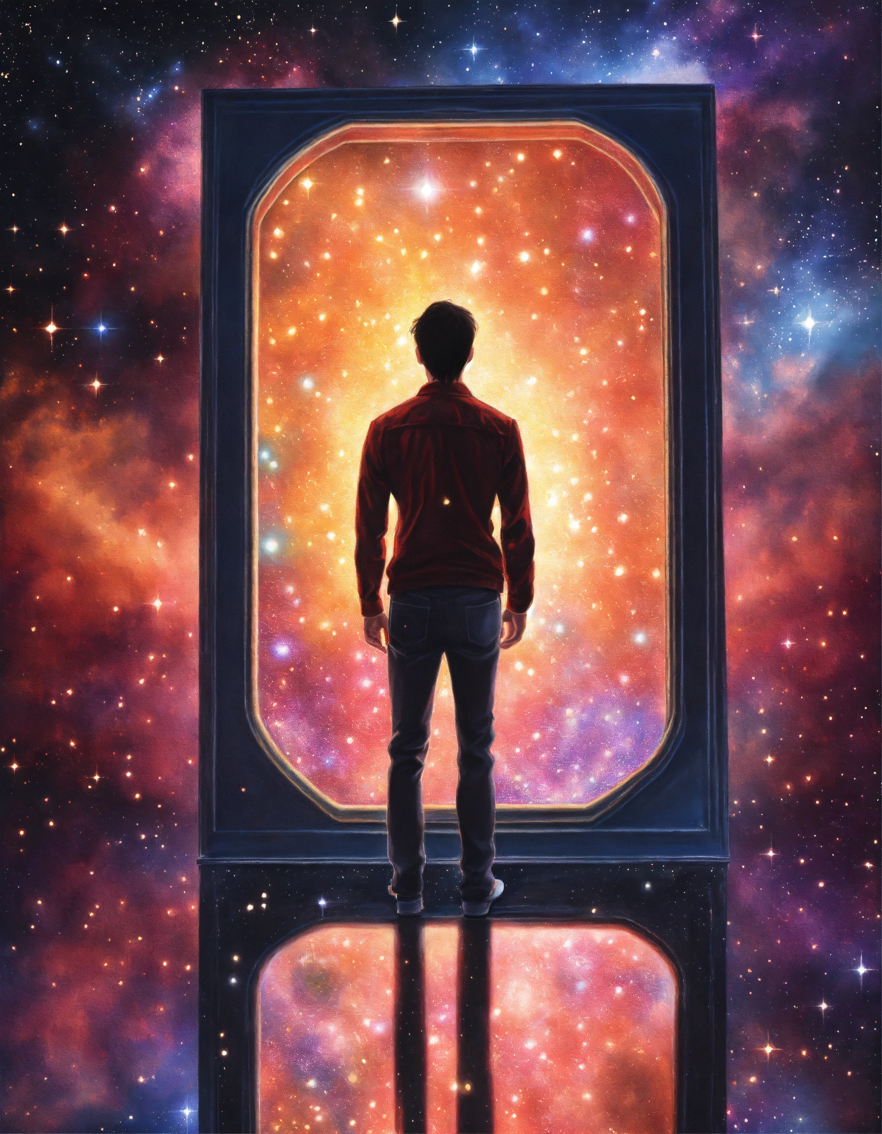 Lexica - Realistic colored pencil drawing of a big magic mirror ...