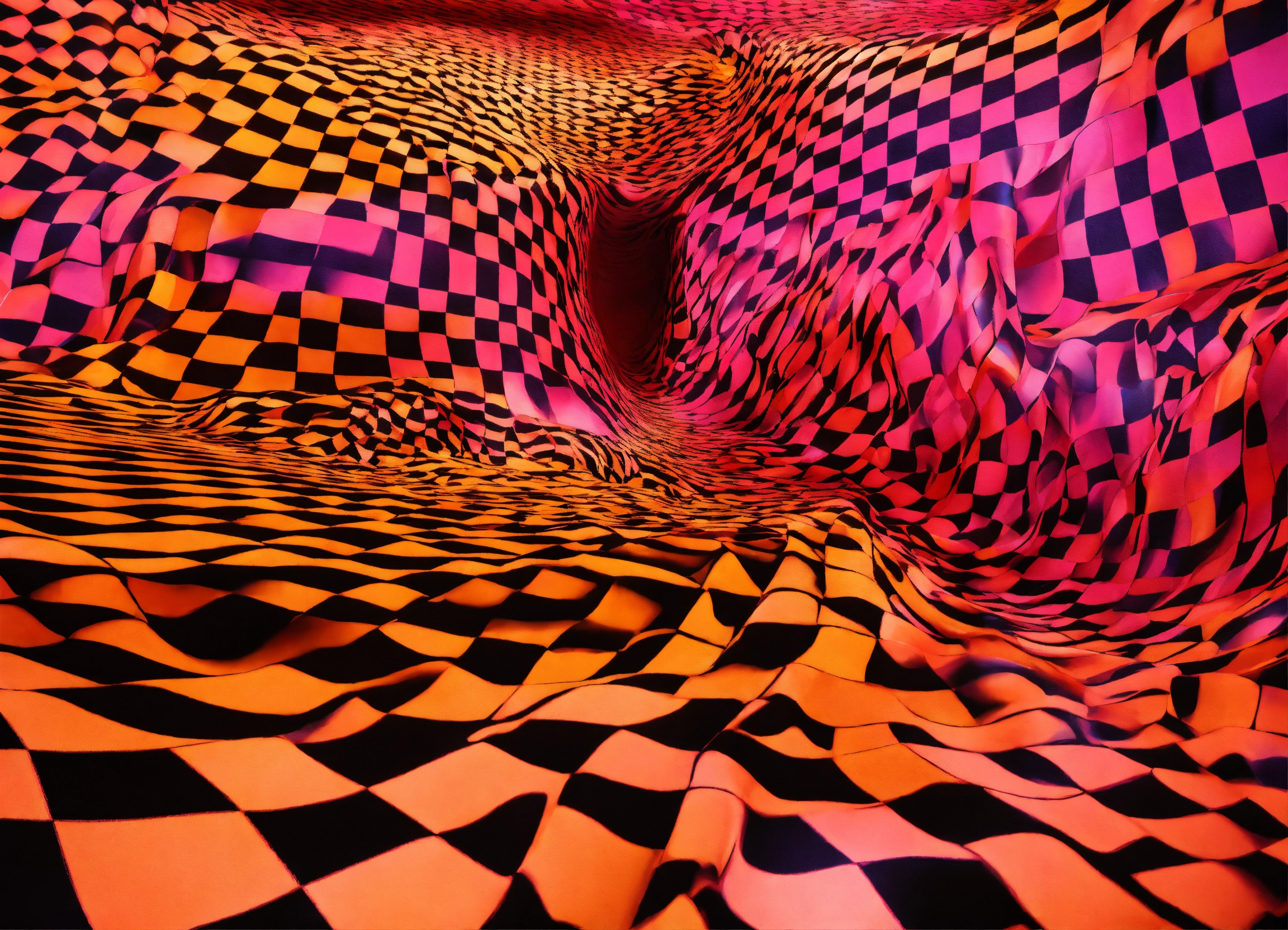 Lexica - Pink and orange large checkerboard pattern graphic, wavy ...