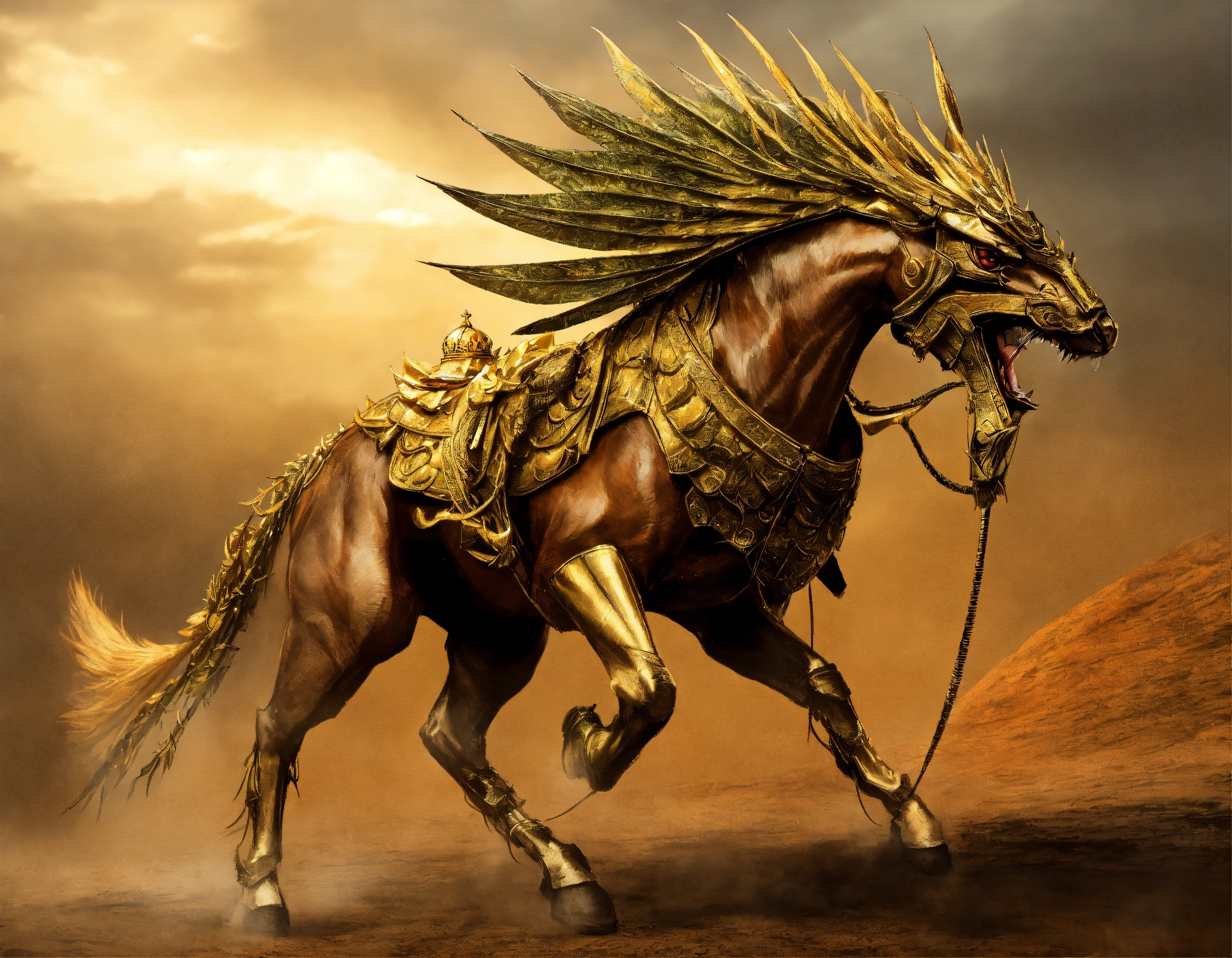 Lexica - Draw a locust in the shape of a horse prepared for battle. On ...