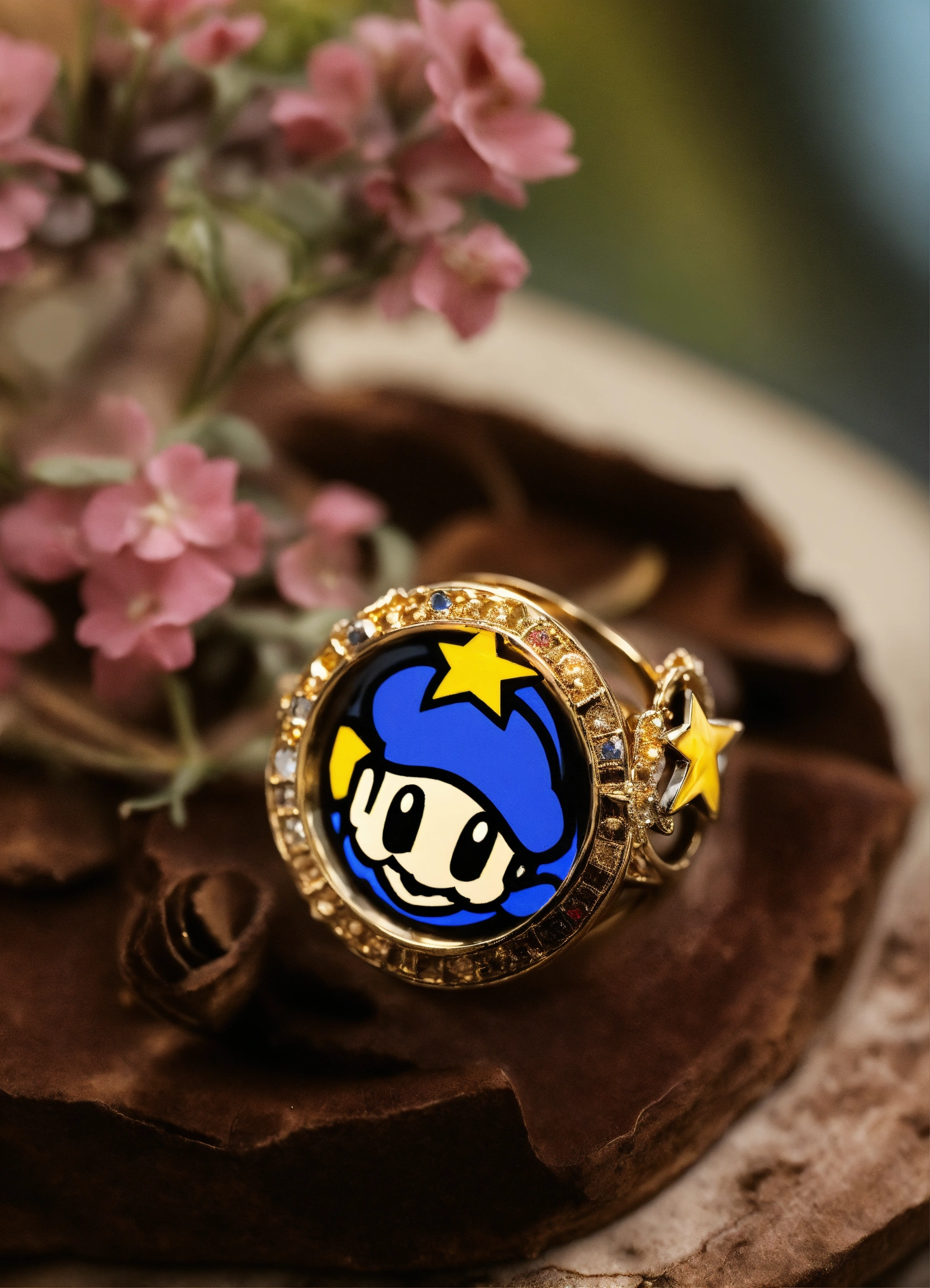 Lexica - Super mario bro portrait into a golden star ring