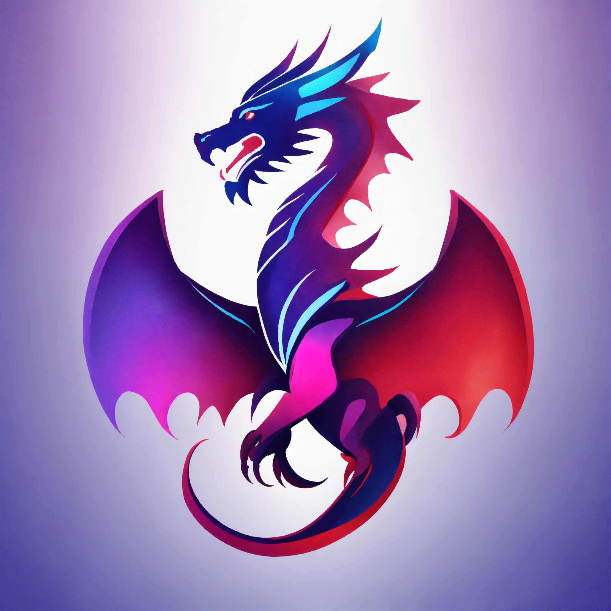 Lexica - Simple symmetrical dragon logo, wings spread, abstract, with ...