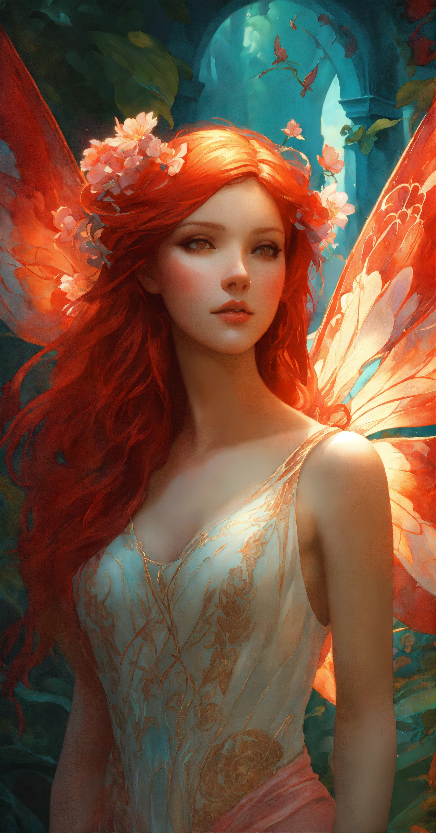 Lexica - A radiant red-haired fairy by Ross Tran!!! And Alphonse Mucha ...