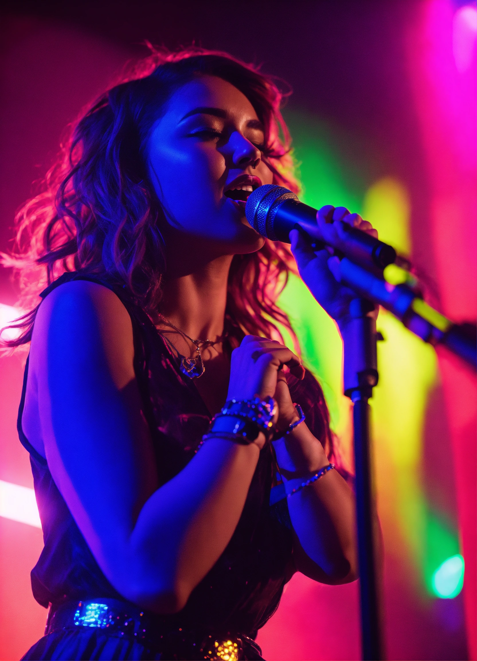 Lexica - Cinematic photography, modern, female singer on stage ...