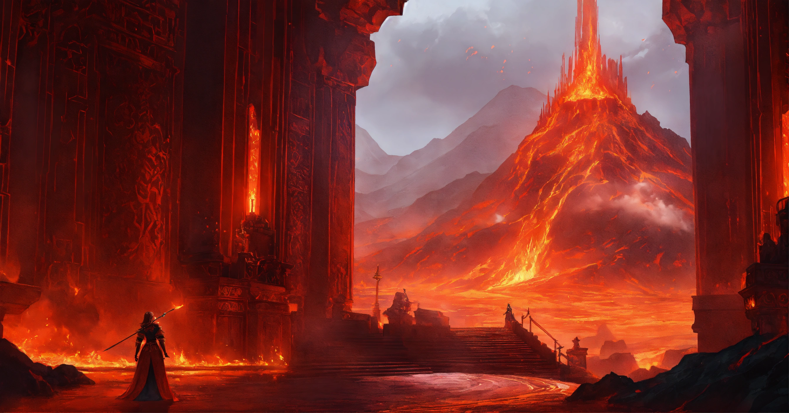 Lexica - Illustration of a volcanic throne room where majesty meets ...