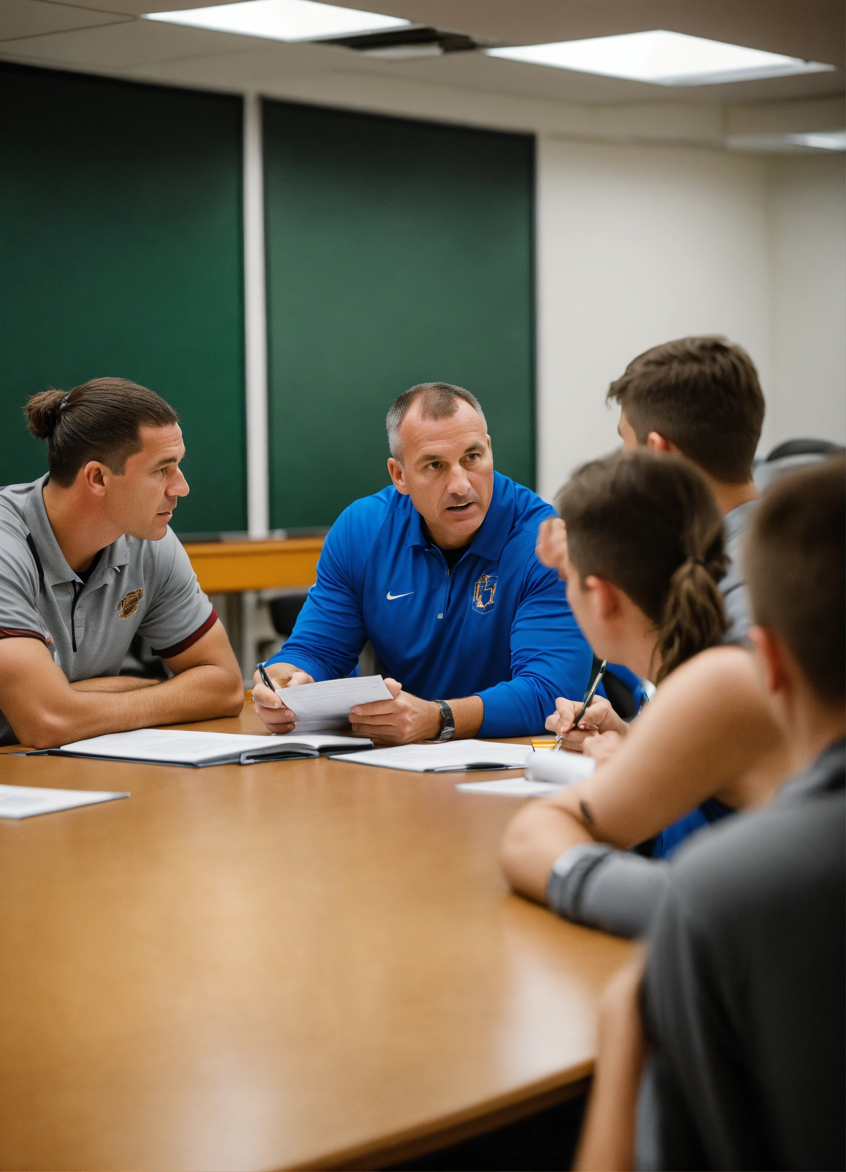 Lexica - The athletic coach gathers the students in a conference room ...