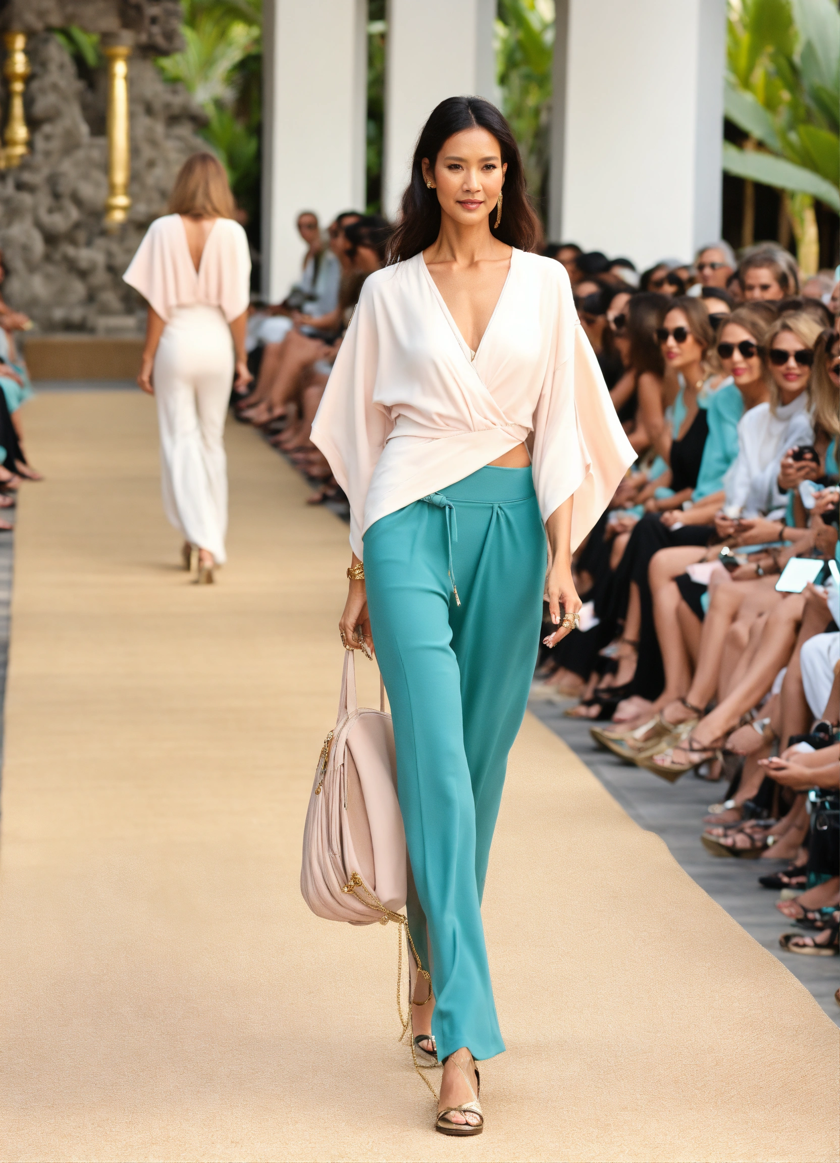 Lexica - Celebrity on the go walking runway wearing dolman sleeve ...