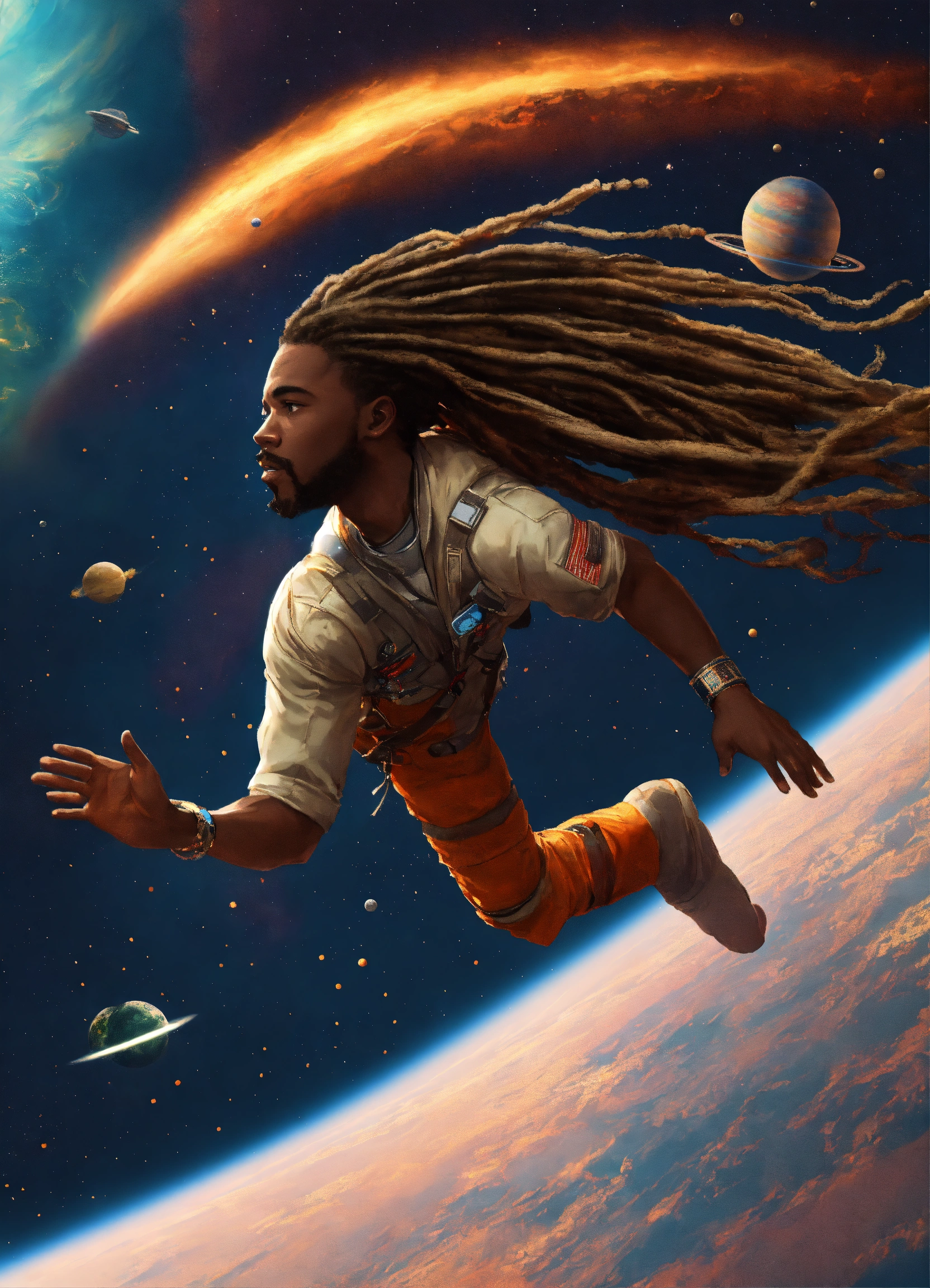 Lexica - A faraway image of an African man with long dreadlocks in ...