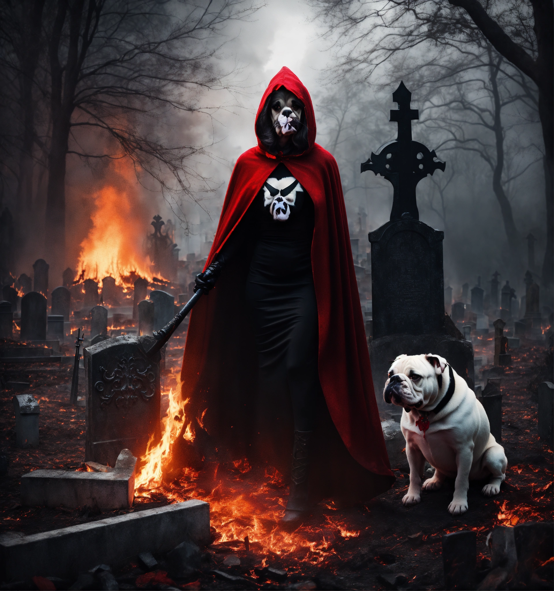 Lexica - Female devil dressed as grim reaper. She has devil horns on ...
