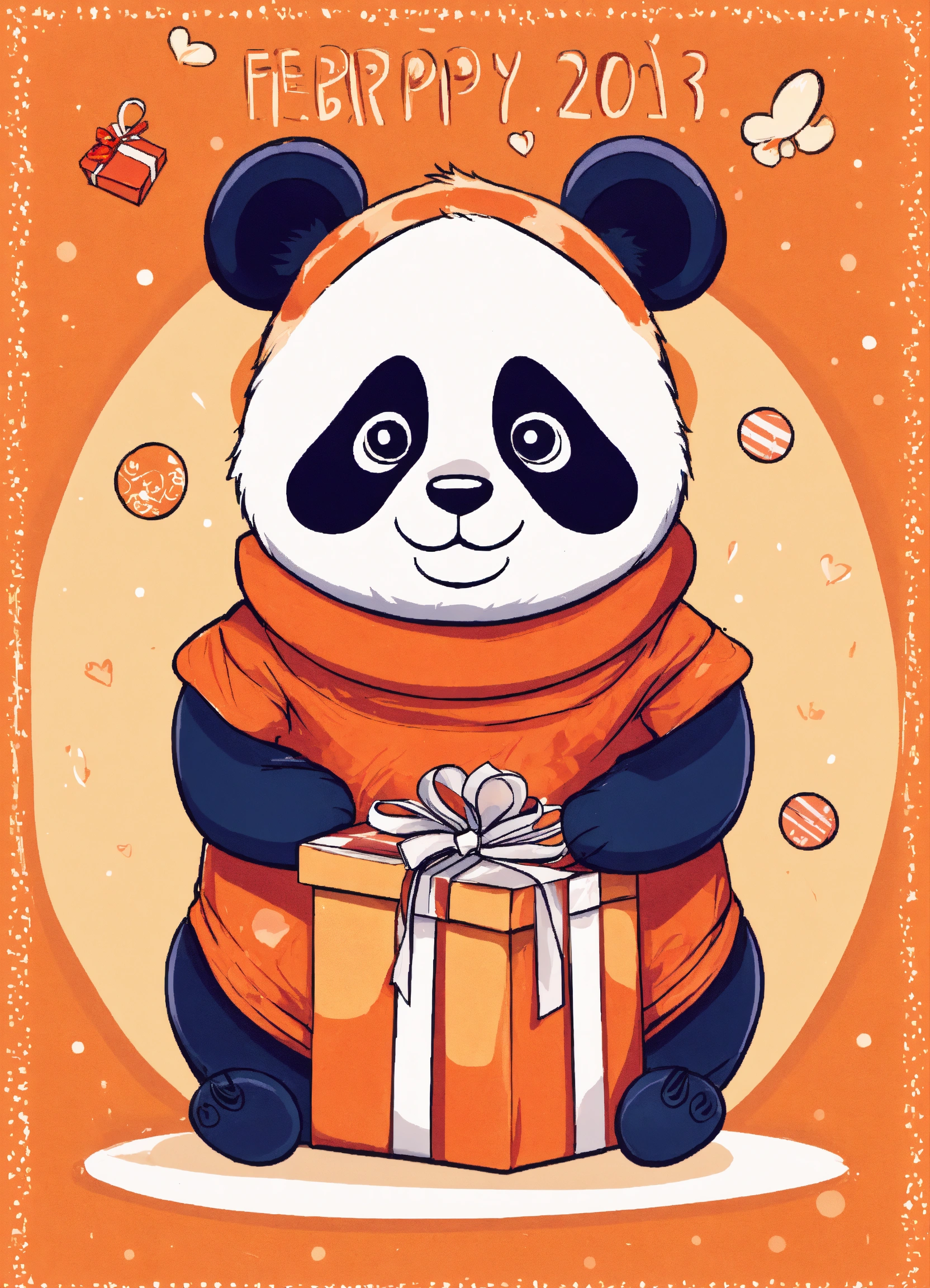Lexica - Postmark, panda with gifts, february 23 holiday, cartoon style ...