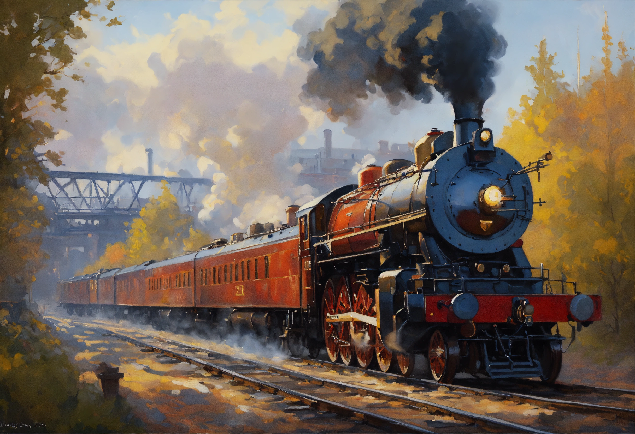 Lexica - Create a painting of an steam locomotive with tender big boy ...