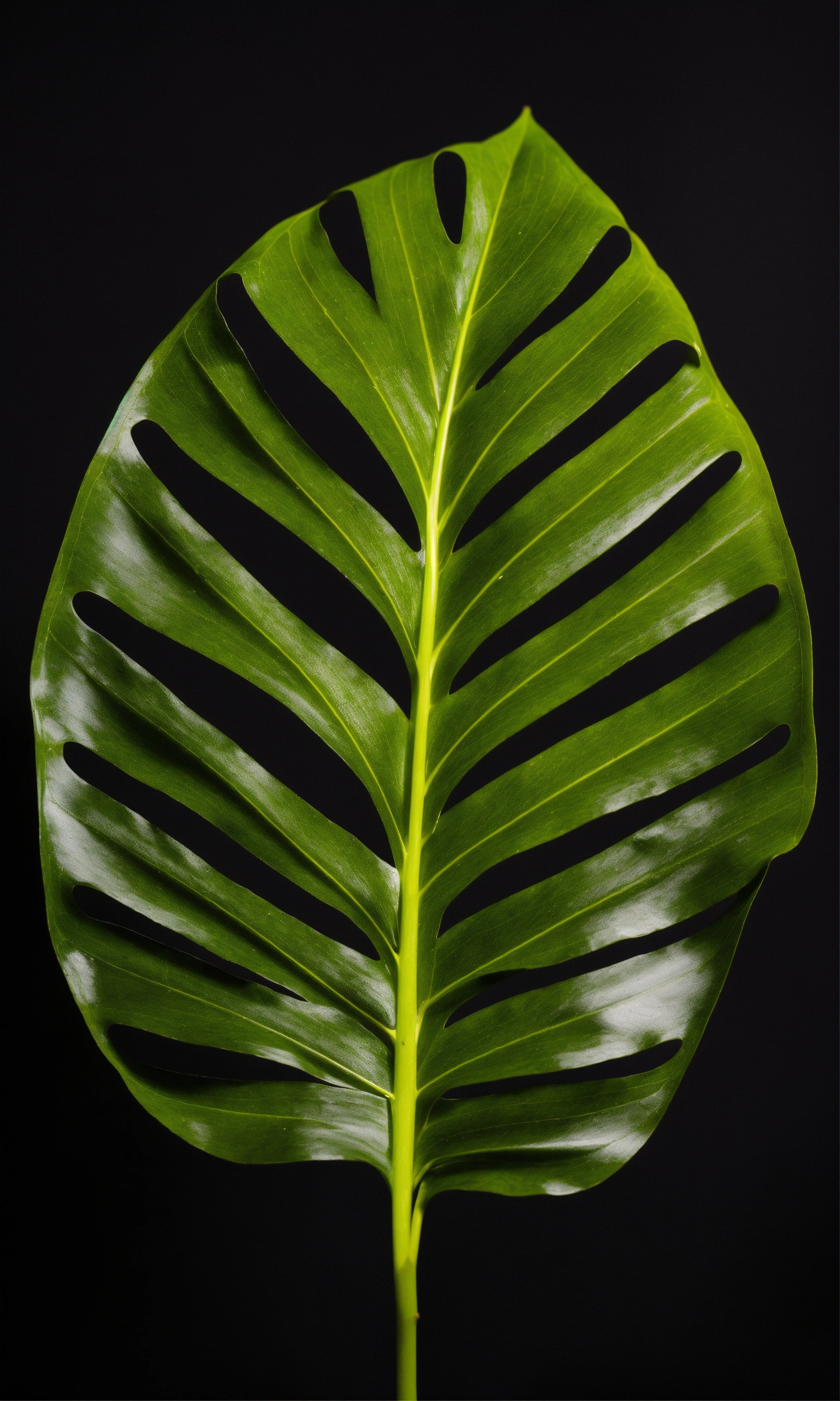 Lexica - One jungle leave on black background