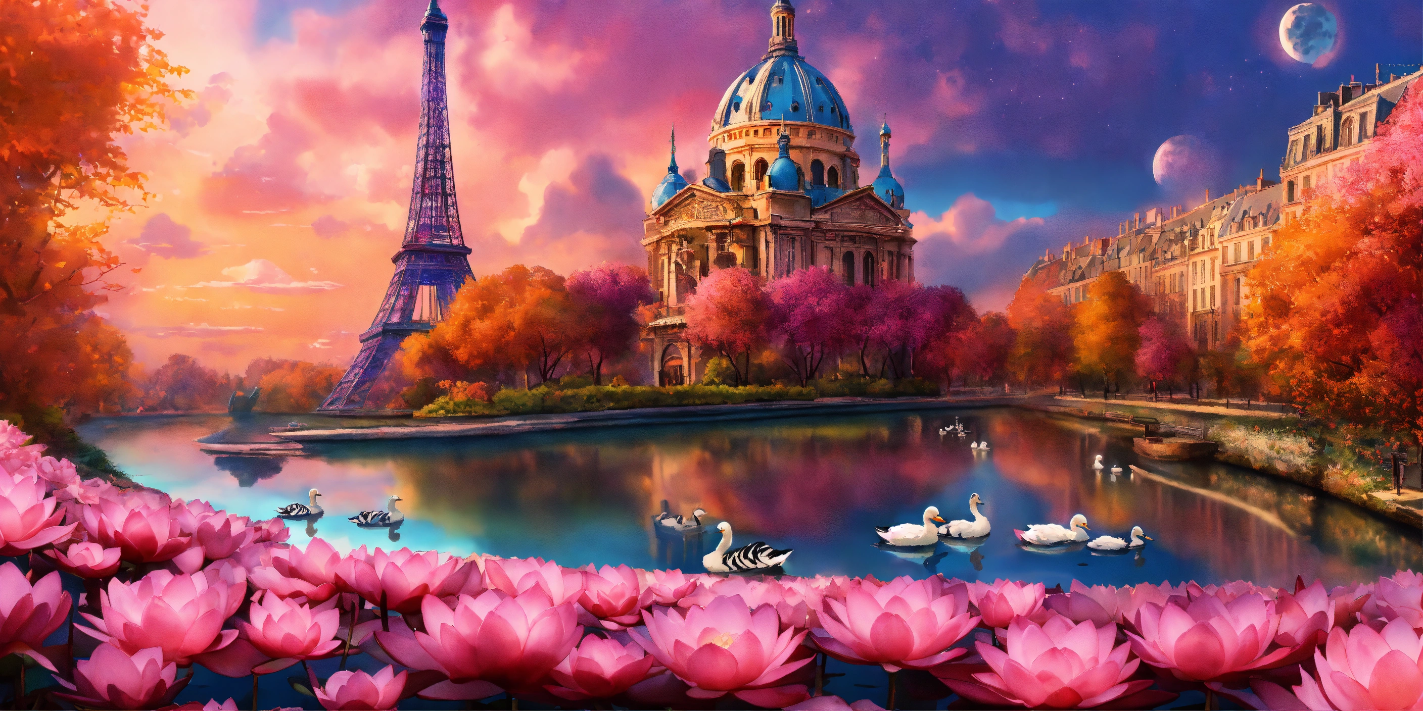Lexica - Create an AI image of a surreal Paris the Triumph Arch and ...