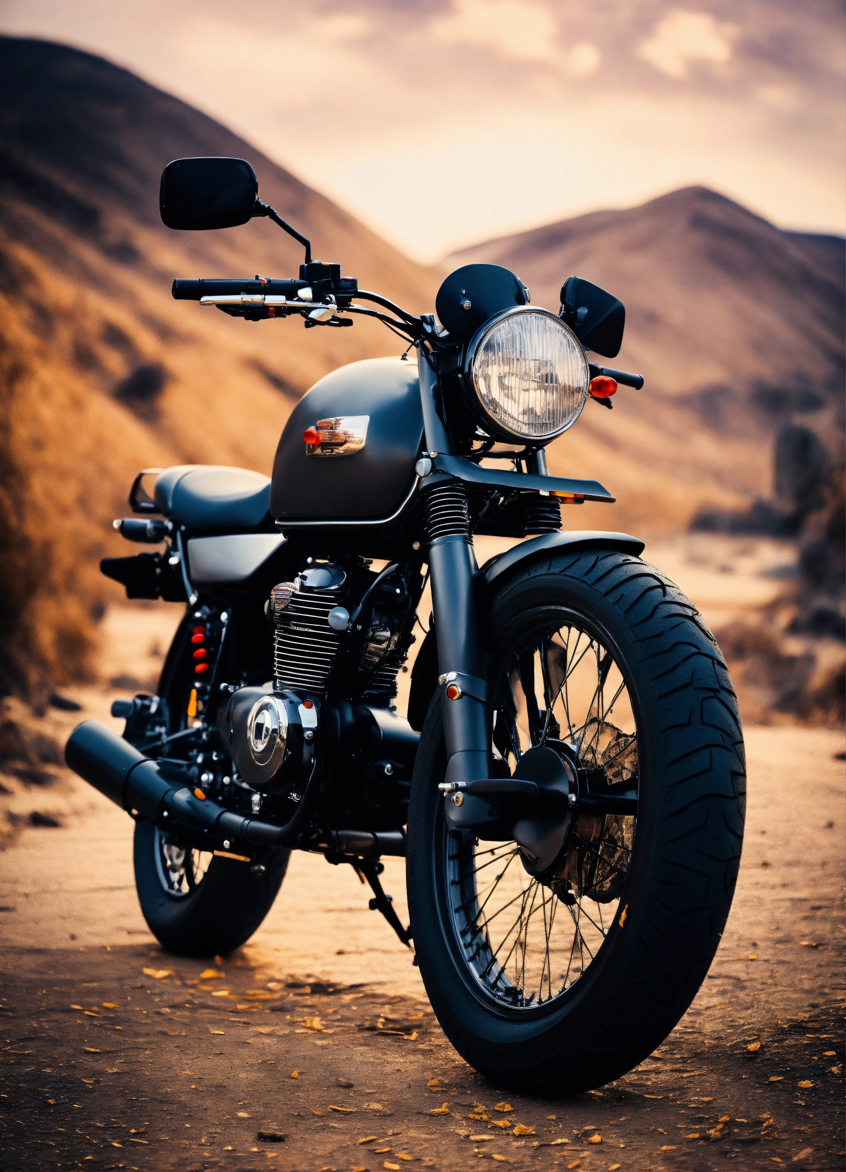 Lexica - A black armour plated motorcycle with no number plate