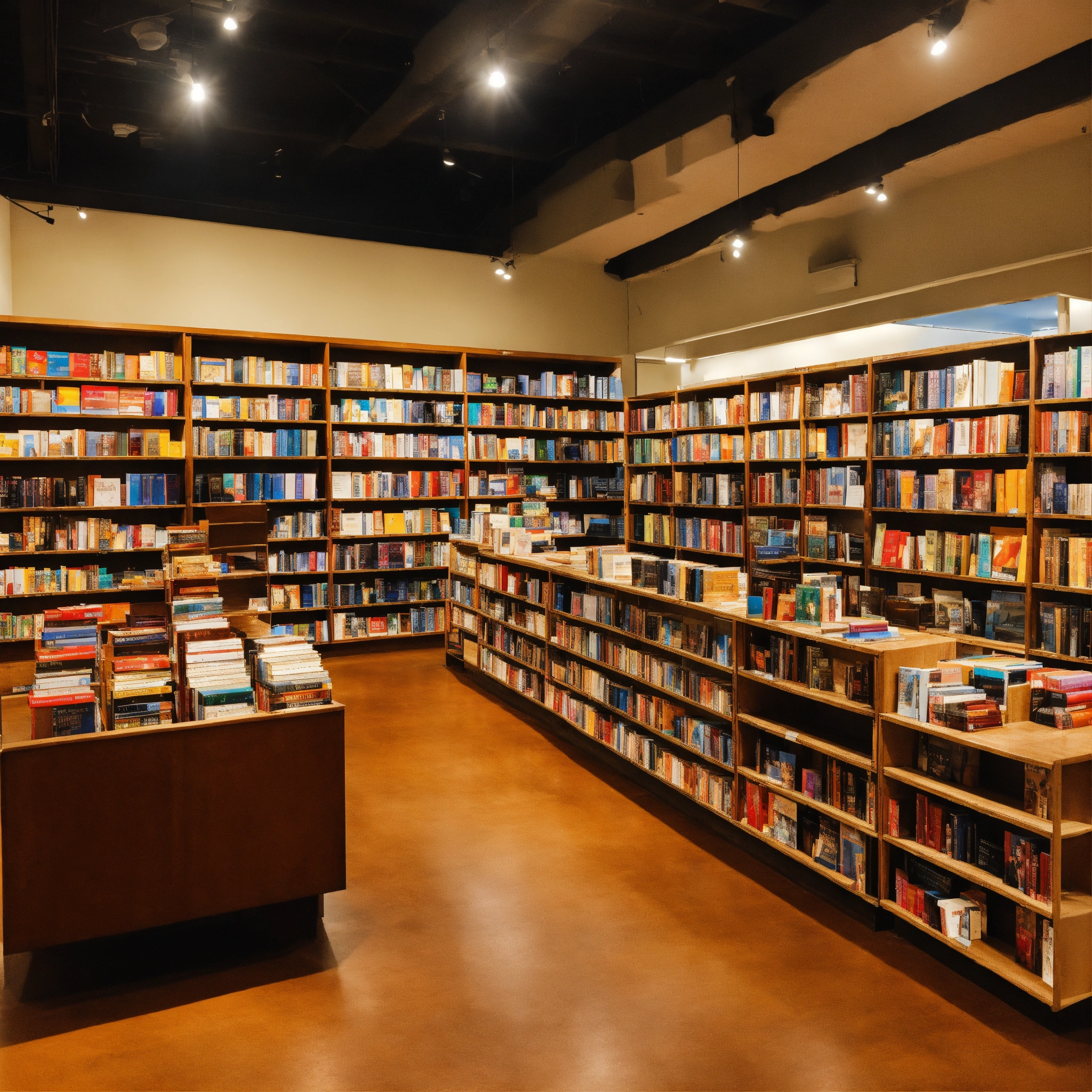 Lexica - A photo of a book store. The store is well-stocked with a wide ...