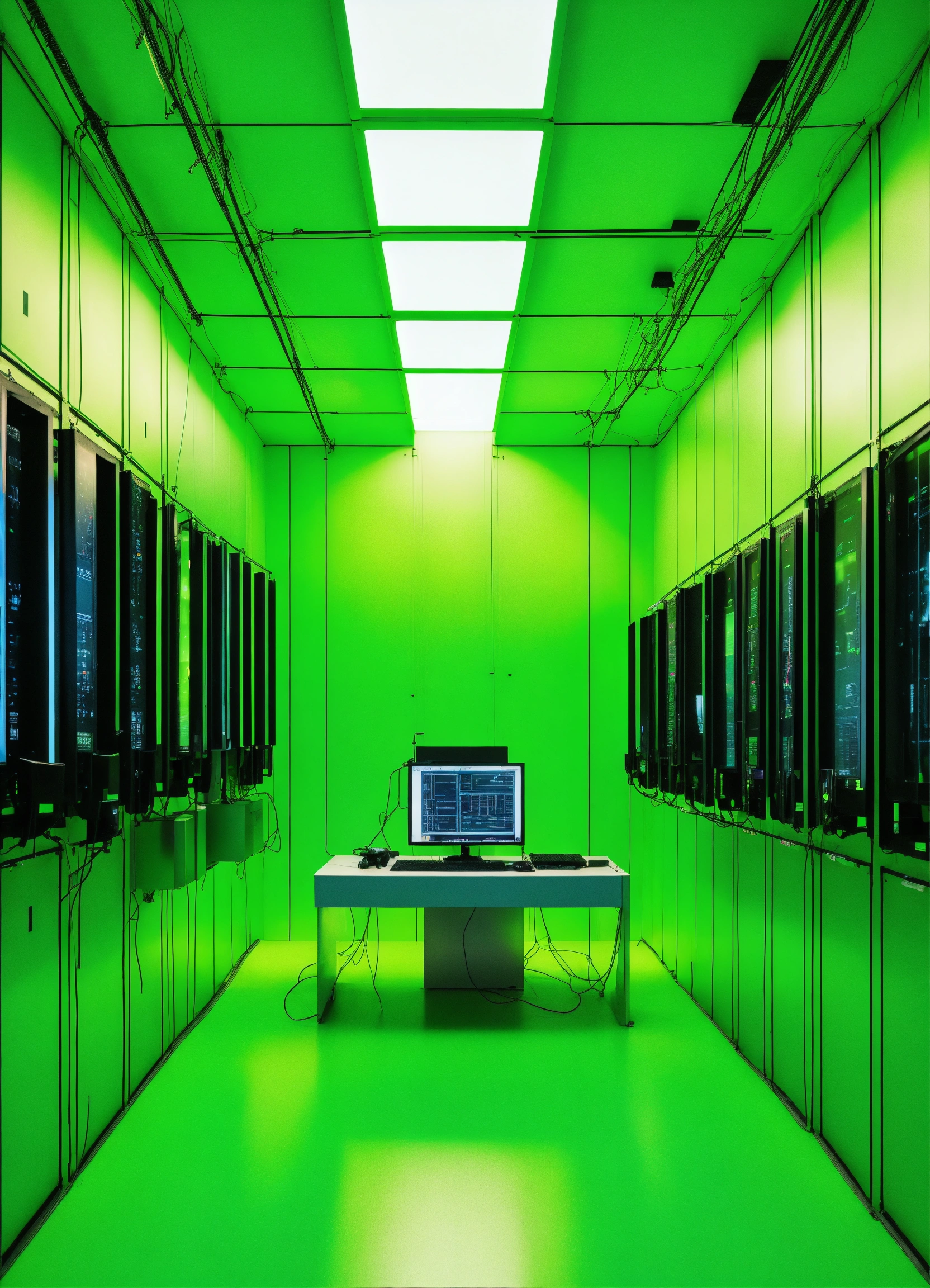 Lexica - Technologic big room with computer walls with wires and ...