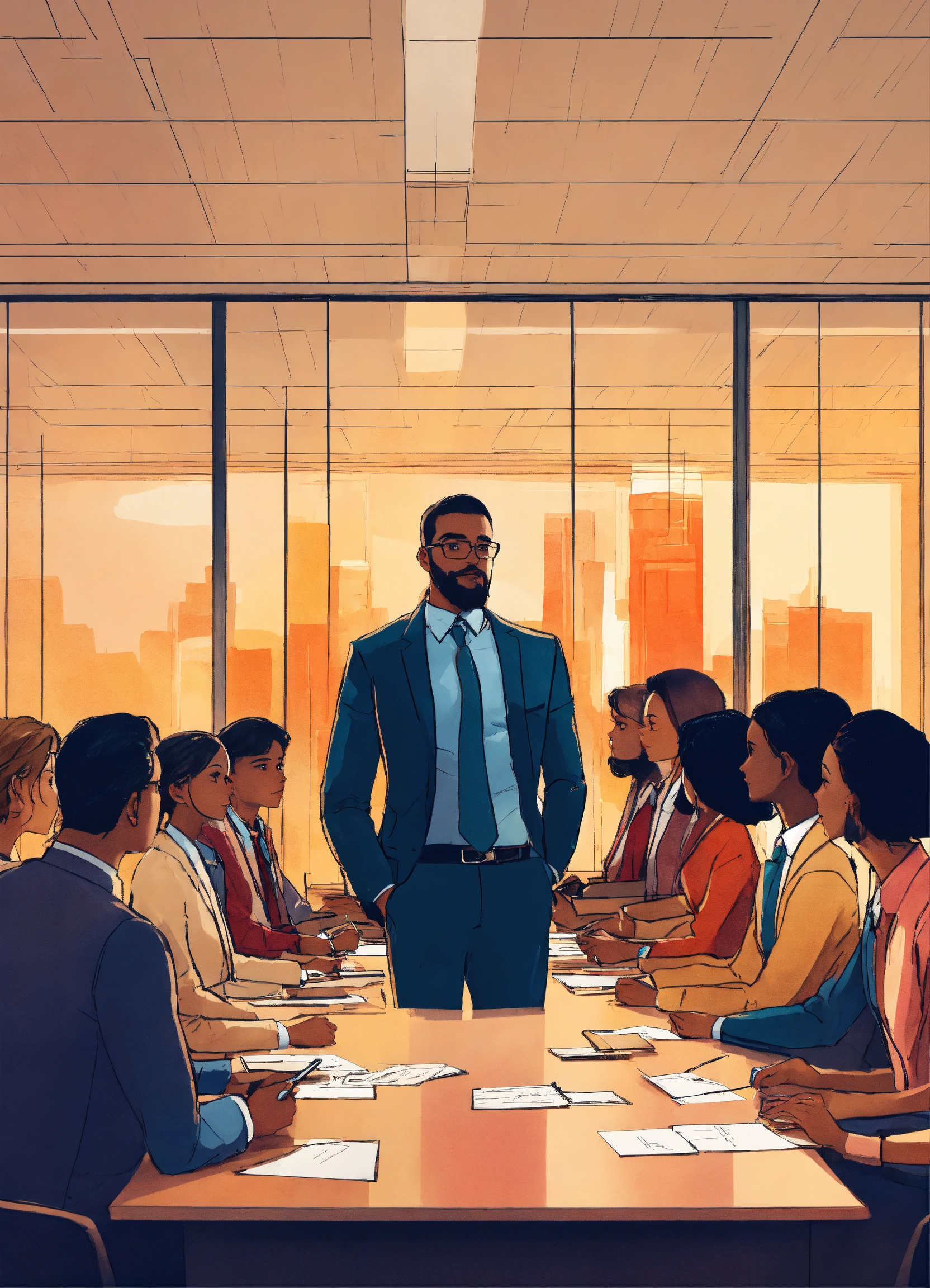 Lexica - “Generate an image of a wise and composed leader standing in a ...