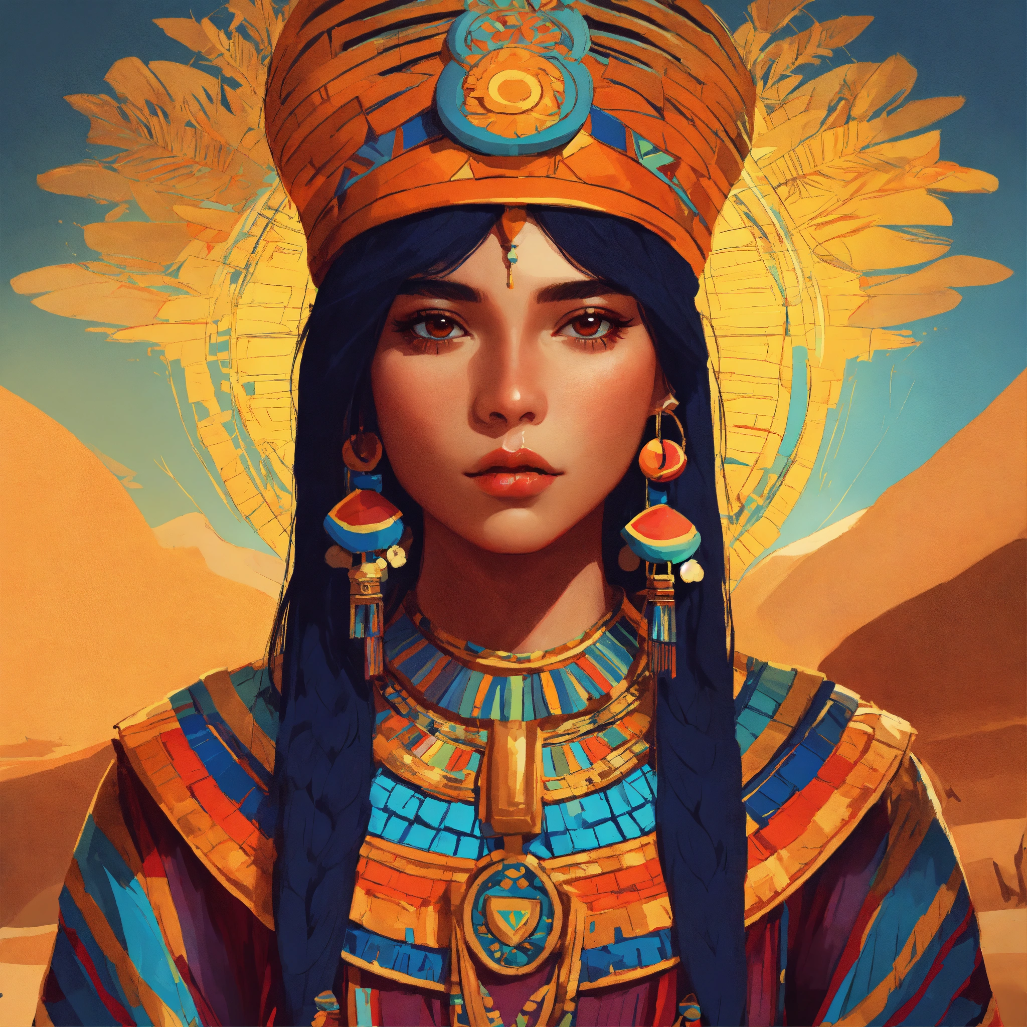 Lexica - Inca young woman, 2D illustration style, sharp focus, bright ...