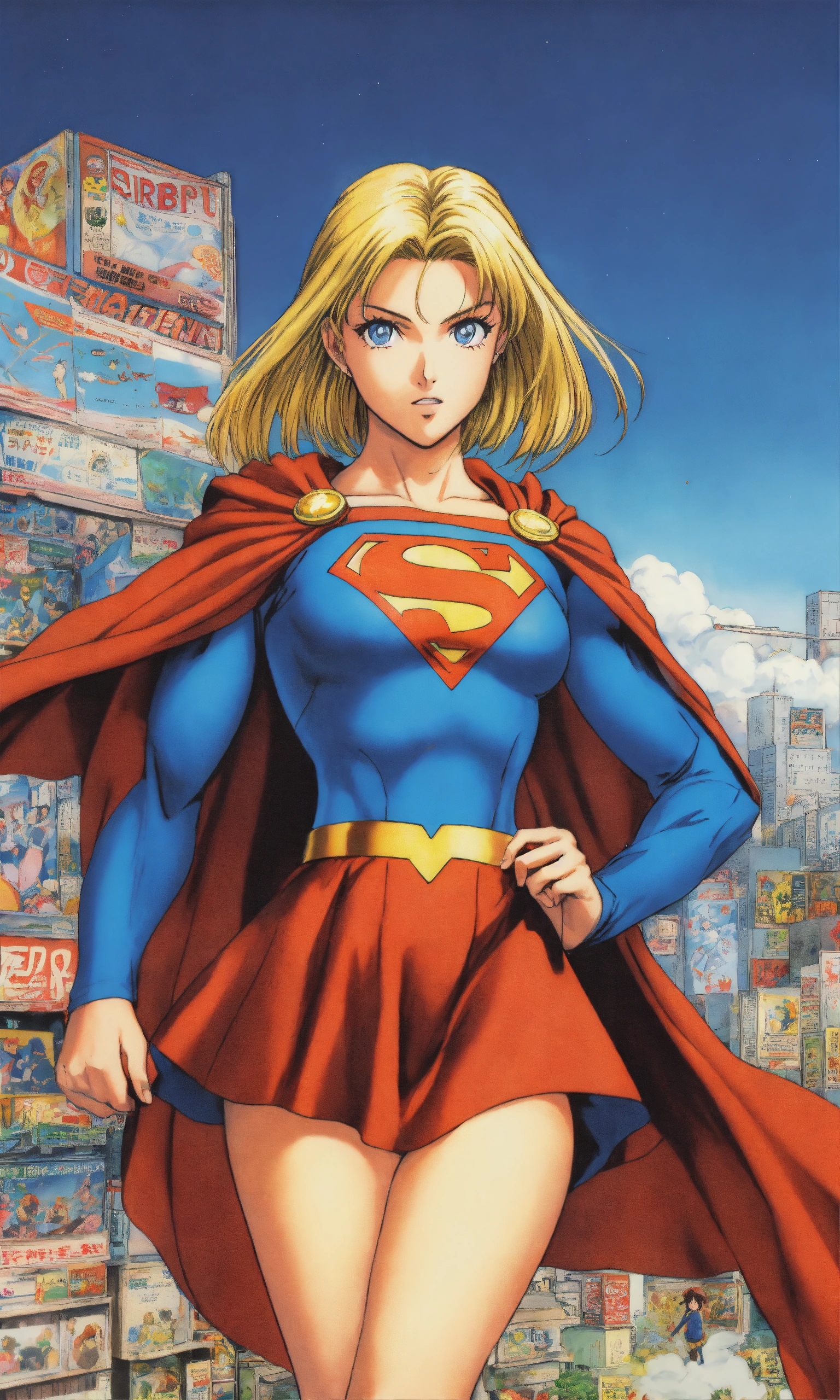 Lexica - 1990s anime Supergirl, full detailed eyes, Toriyama, Miyazaki