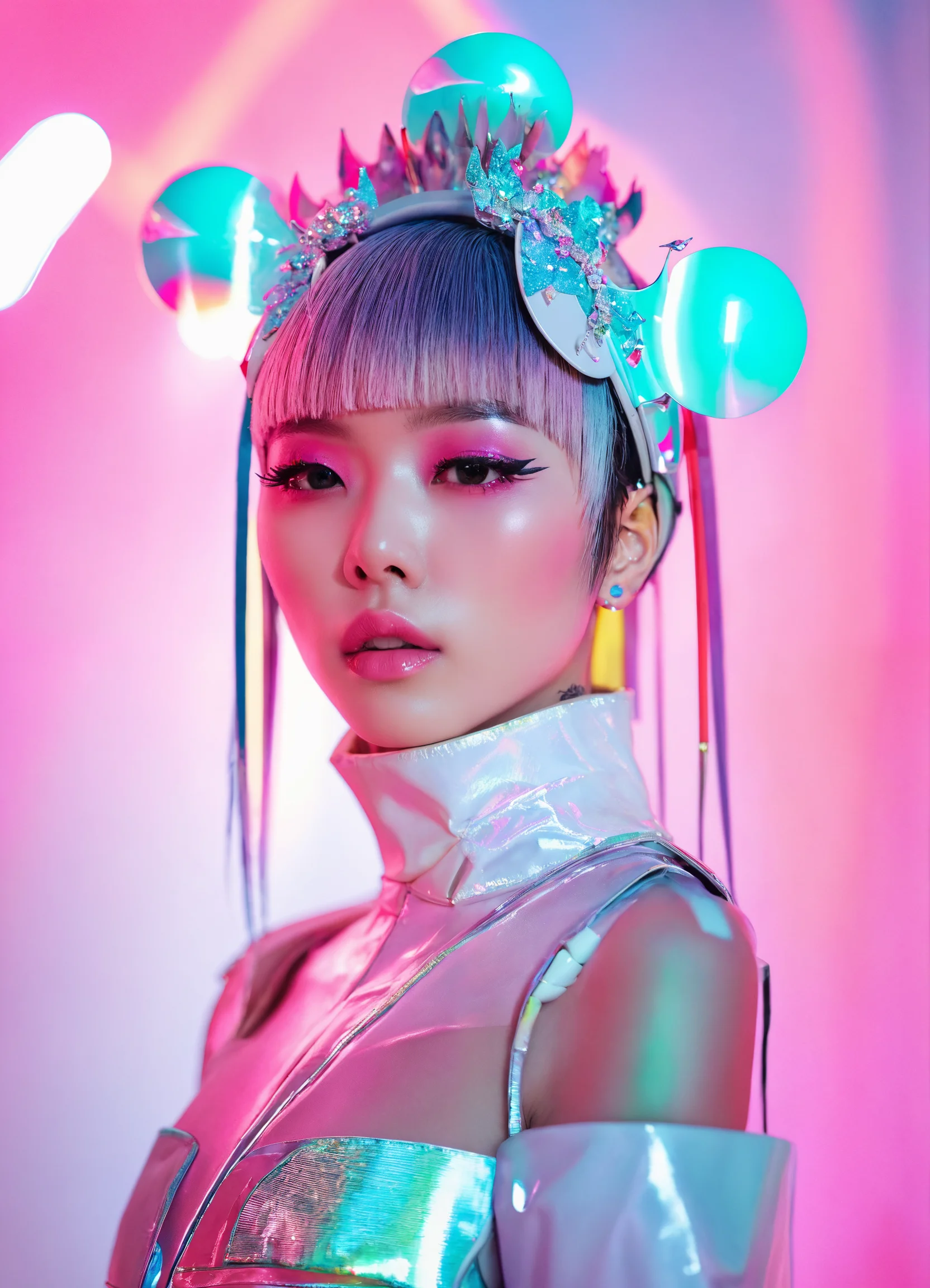 Lexica - A beautiful japanese female pop artist wearing a pastel sleek ...