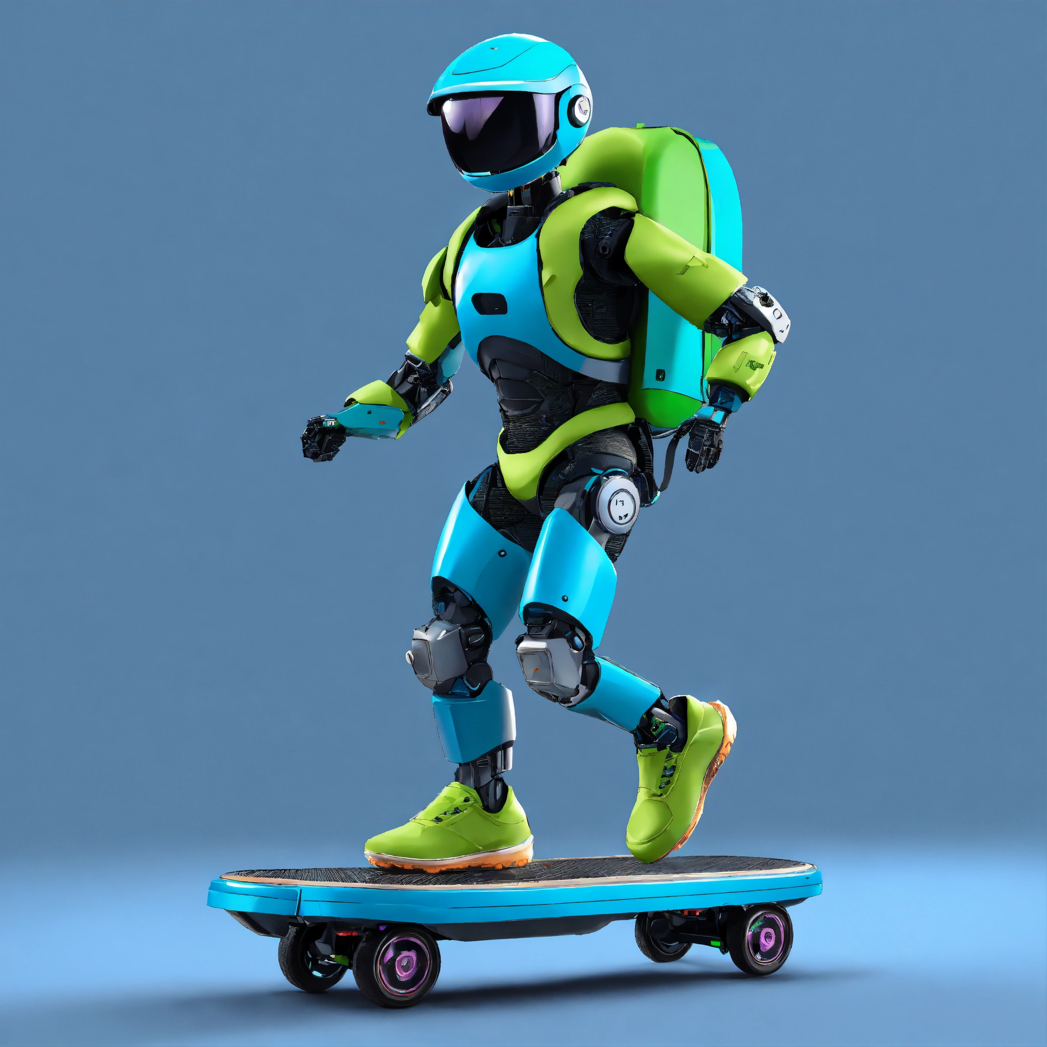 Lexica - A passionate male robot on hoverboard, realistic man face ...
